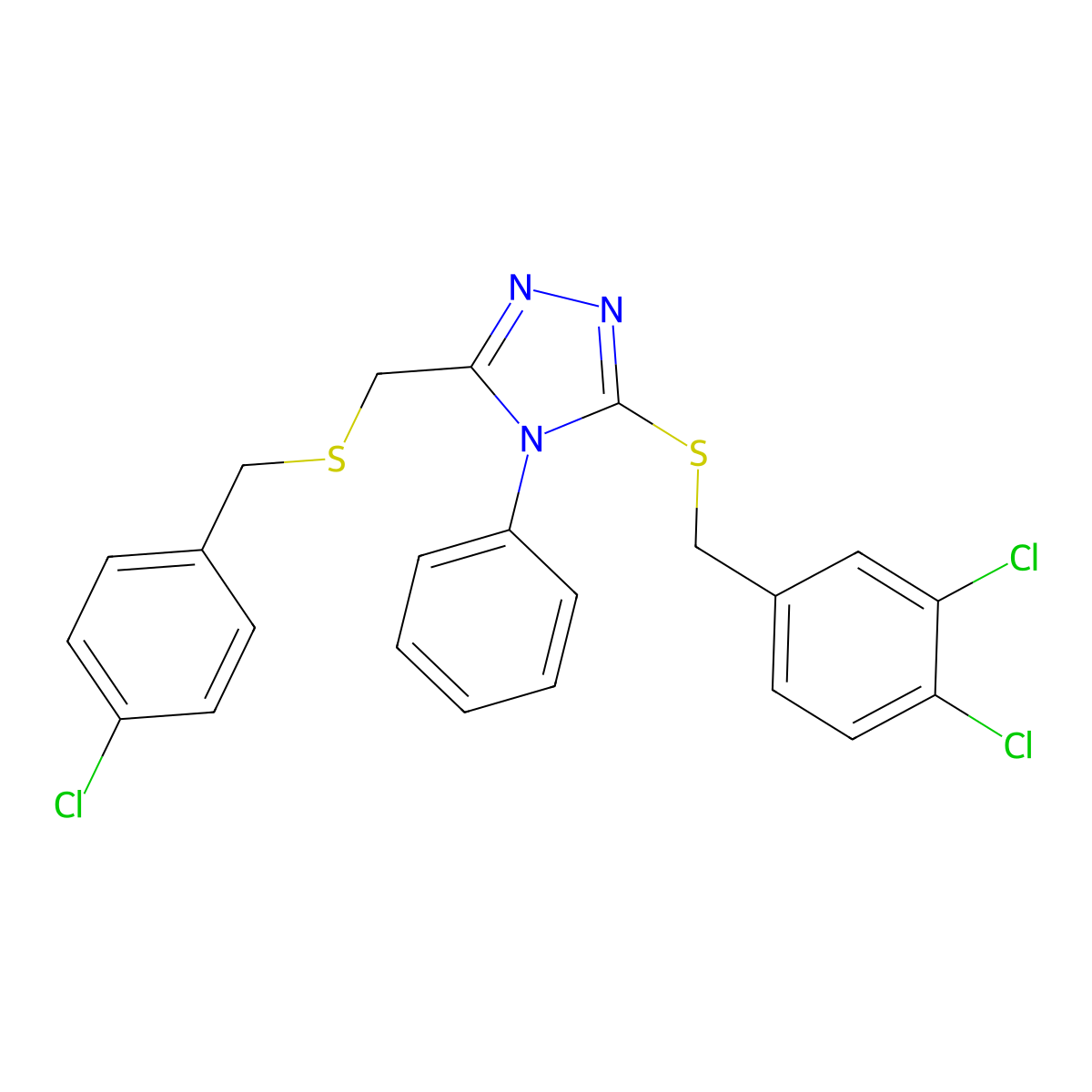 4-chlorobenzyl {5-[(3,4-dichlorobenzyl)sulfanyl]-4-phenyl-4H-1,2,4-triazol-3-yl}methyl sulfide molecular structure, CAS 344273-49-0