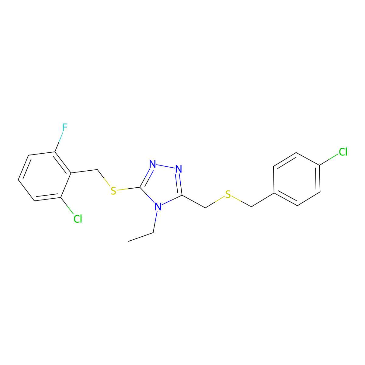 4-chlorobenzyl {5-[(2-chloro-6-fluorobenzyl)sulfanyl]-4-ethyl-4H-1,2,4-triazol-3-yl}methyl sulfide molecular structure, CAS 344273-89-8