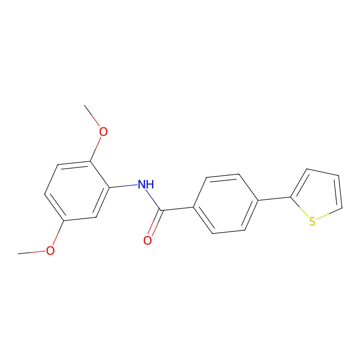 N-(2,5-dimethoxyphenyl)-4-(2-thienyl)benzenecarboxamide molecular structure, CAS 344273-96-7