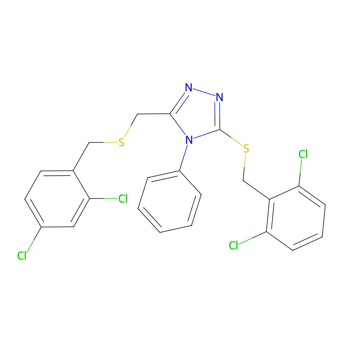 3-[(2,6-dichlorobenzyl)sulfanyl]-5-{[(2,4-dichlorobenzyl)sulfanyl]methyl}-4-phenyl-4H-1,2,4-triazole molecular structure, CAS 344274-27-7