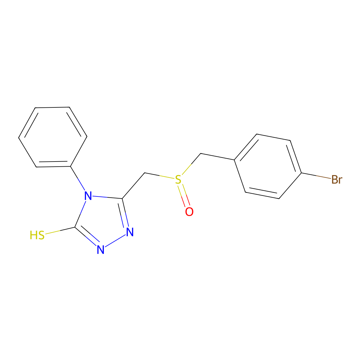 5-{[(4-bromobenzyl)sulfinyl]methyl}-4-phenyl-4H-1,2,4-triazole-3-thiol molecular structure, CAS 344274-65-3