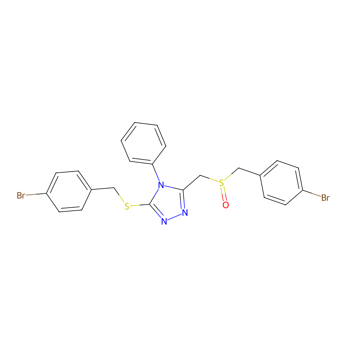 3-[(4-bromobenzyl)sulfanyl]-5-{[(4-bromobenzyl)sulfinyl]methyl}-4-phenyl-4H-1,2,4-triazole molecular structure, CAS 344274-77-7