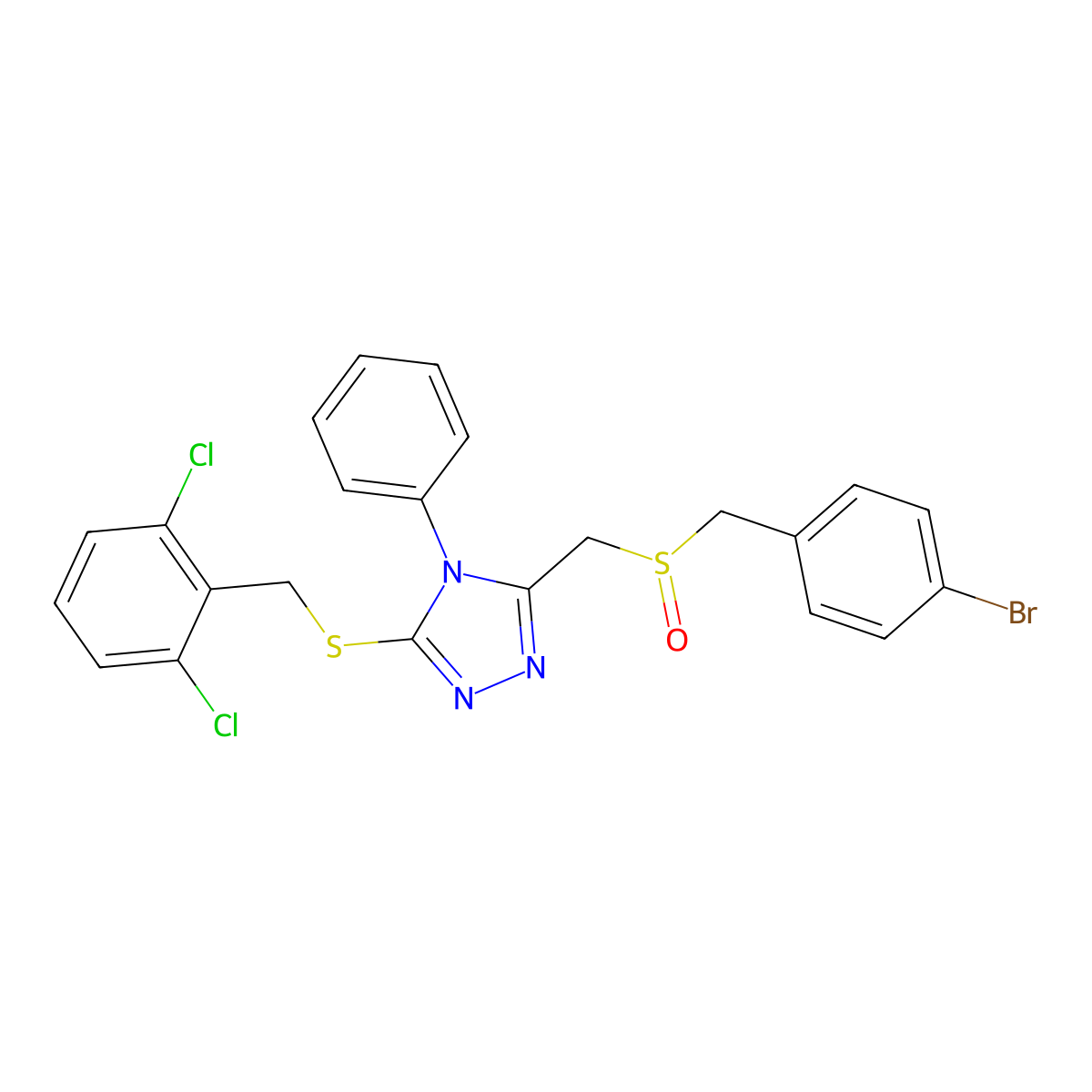 3-{[(4-bromobenzyl)sulfinyl]methyl}-5-[(2,6-dichlorobenzyl)sulfanyl]-4-phenyl-4H-1,2,4-triazole molecular structure, CAS 344274-82-4