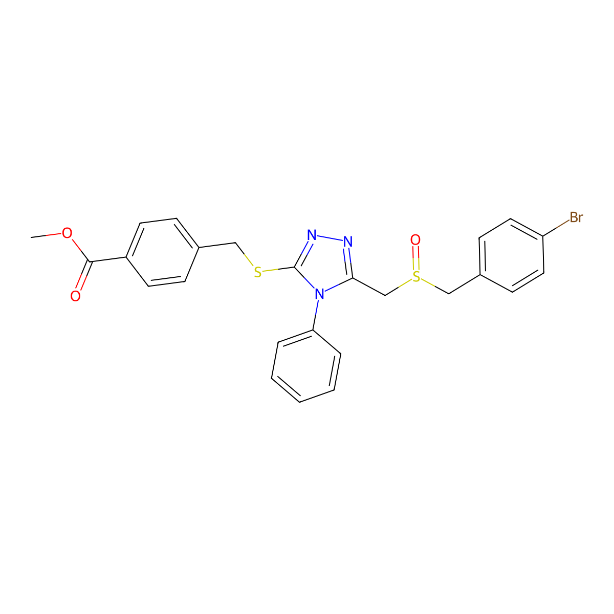 methyl 4-{[(5-{[(4-bromobenzyl)sulfinyl]methyl}-4-phenyl-4H-1,2,4-triazol-3-yl)sulfanyl]methyl}benzenecarboxylate molecular structure, CAS 344274-93-7