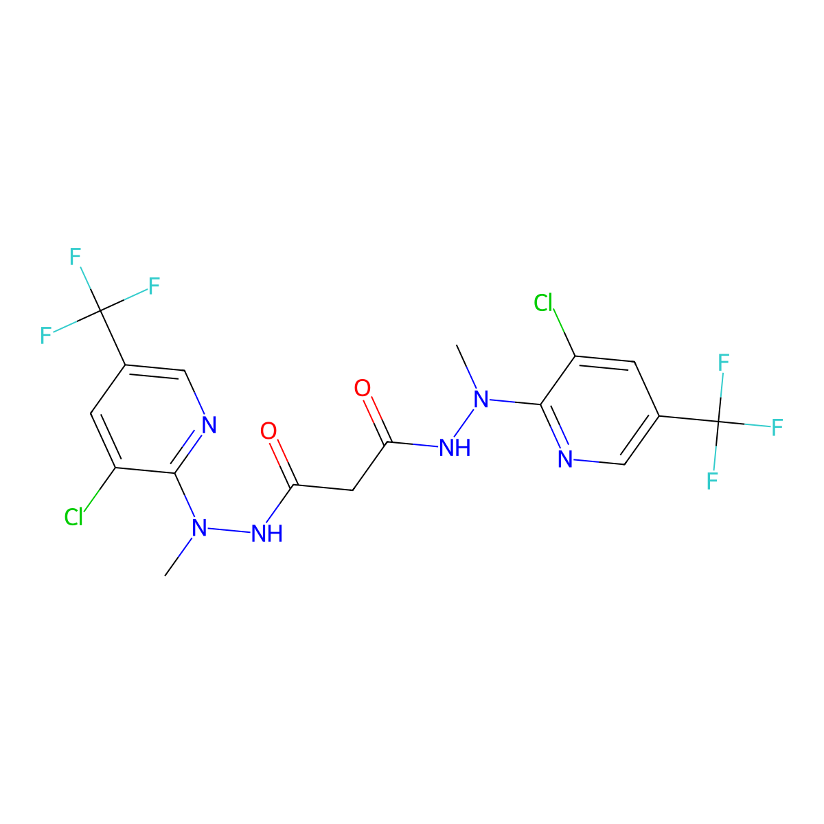 N',N'-bis[3-chloro-5-(trifluoromethyl)pyridin-2-yl]-N'1,N'3-dimethylpropanedihydrazide molecular structure, CAS 344276-00-2