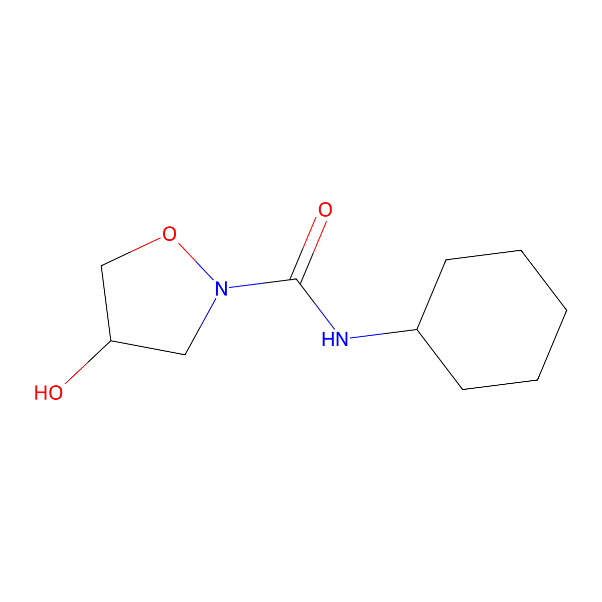 N-cyclohexyl-4-hydroxy-1,2-oxazolidine-2-carboxamide molecular structure, CAS 344276-21-7