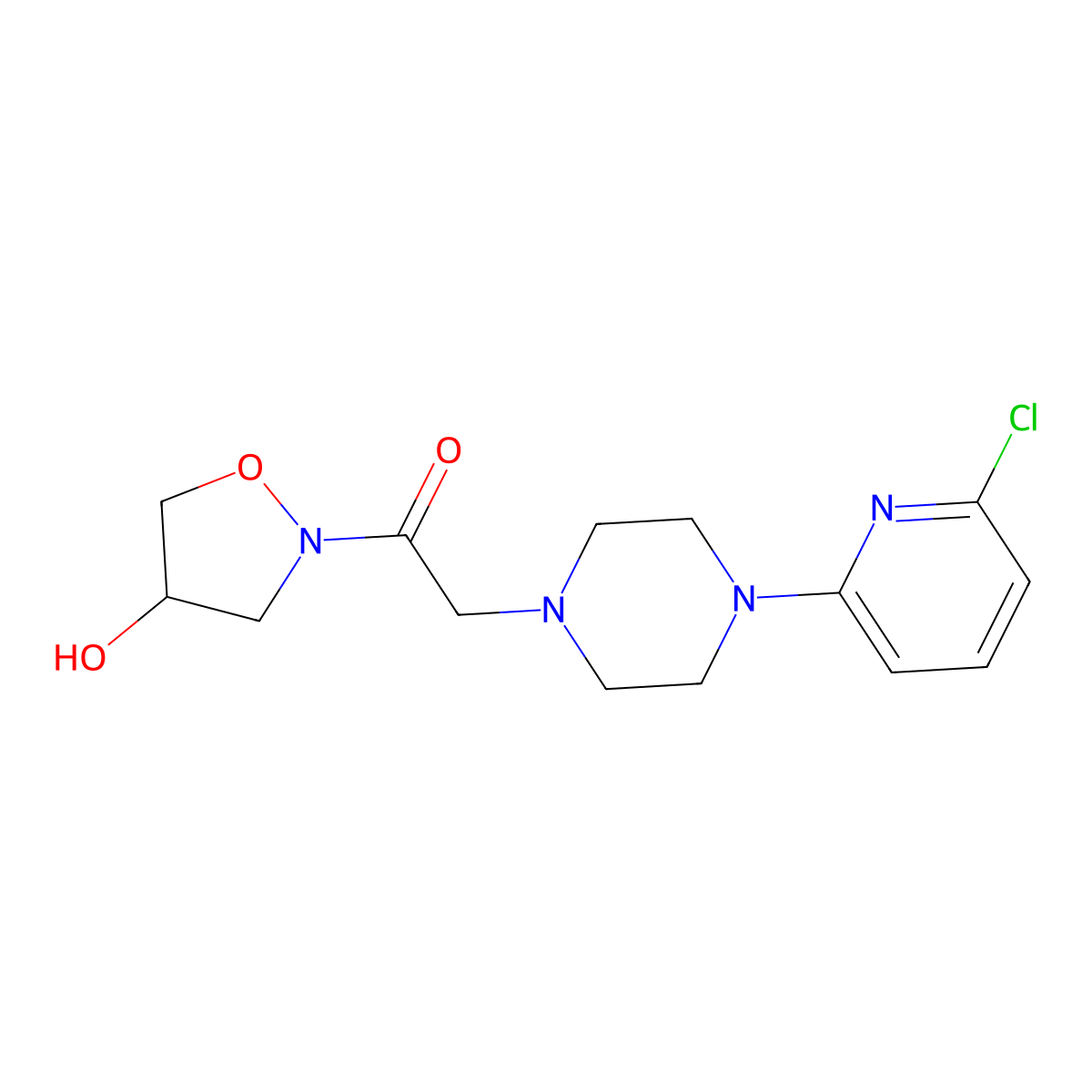 2-[4-(6-chloro-2-pyridinyl)piperazino]-1-[4-hydroxydihydro-2(3H)-isoxazolyl]-1-ethanone molecular structure, CAS 344276-42-2