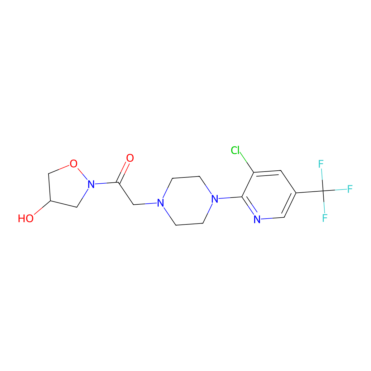 2-{4-[3-chloro-5-(trifluoromethyl)-2-pyridinyl]piperazino}-1-[4-hydroxydihydro-2(3H)-isoxazolyl]-1-ethanone molecular structure, CAS 344276-47-7