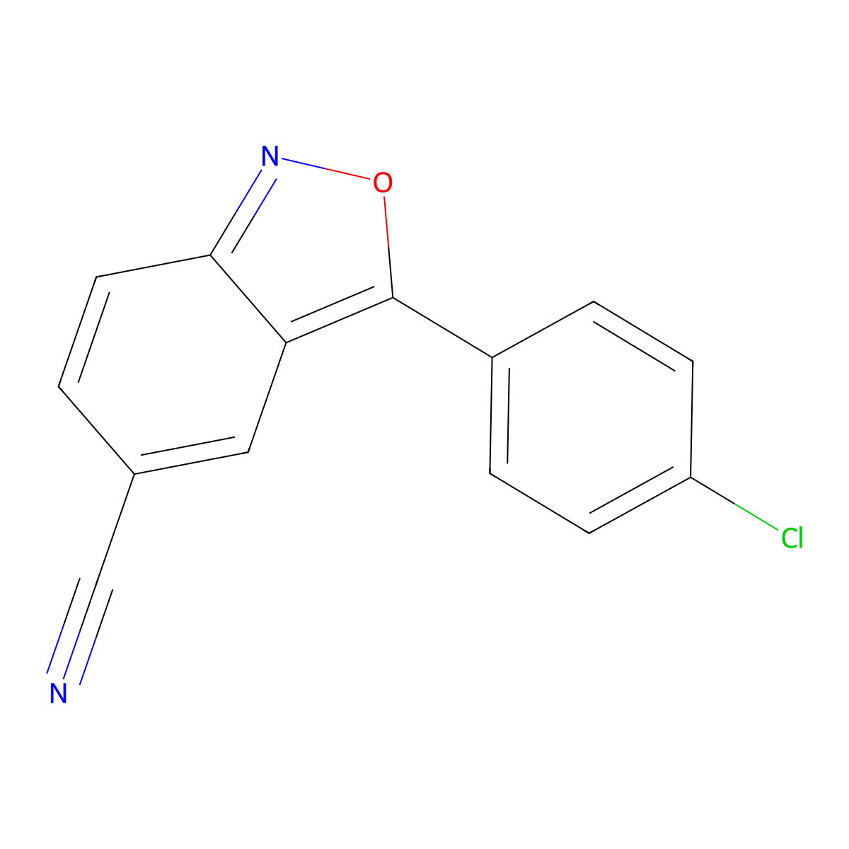 3-(4-Chlorophenyl)-2,1-benzisoxazole-5-carbonitrile molecular structure, CAS 344276-72-8