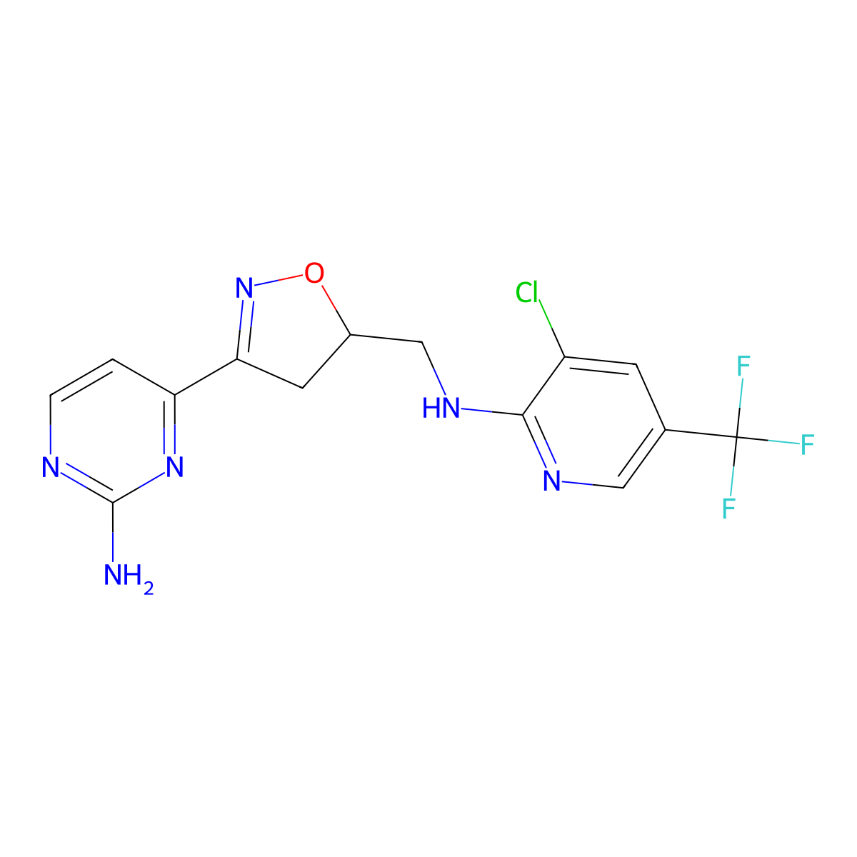 4-[5-({[3-Chloro-5-(trifluoromethyl)-2-pyridinyl]amino}methyl)-4,5-dihydro-3-isoxazolyl]-2-pyrimidinamine molecular structure, CAS 344277-07-2