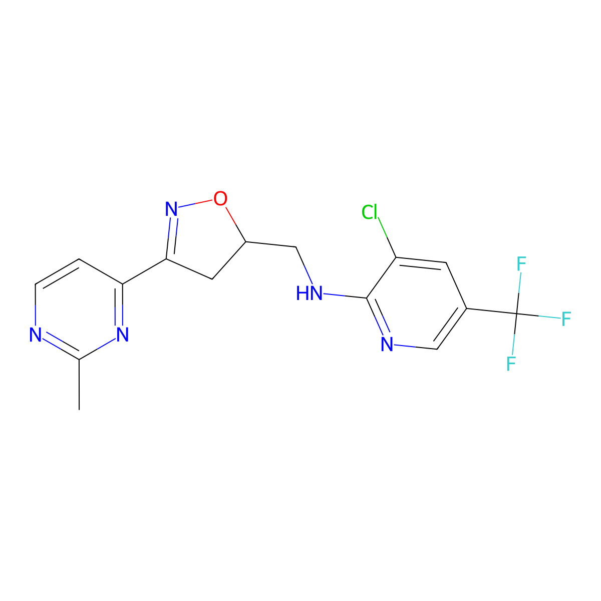 3-chloro-N-{[3-(2-methylpyrimidin-4-yl)-4,5-dihydro-1,2-oxazol-5-yl]methyl}-5-(trifluoromethyl)pyridin-2-amine molecular structure, CAS 344277-27-6
