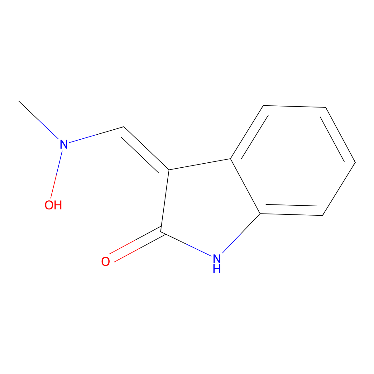 3-{[hydroxy(methyl)amino]methylidene}-2,3-dihydro-1H-indol-2-one molecular structure, CAS 344277-64-1