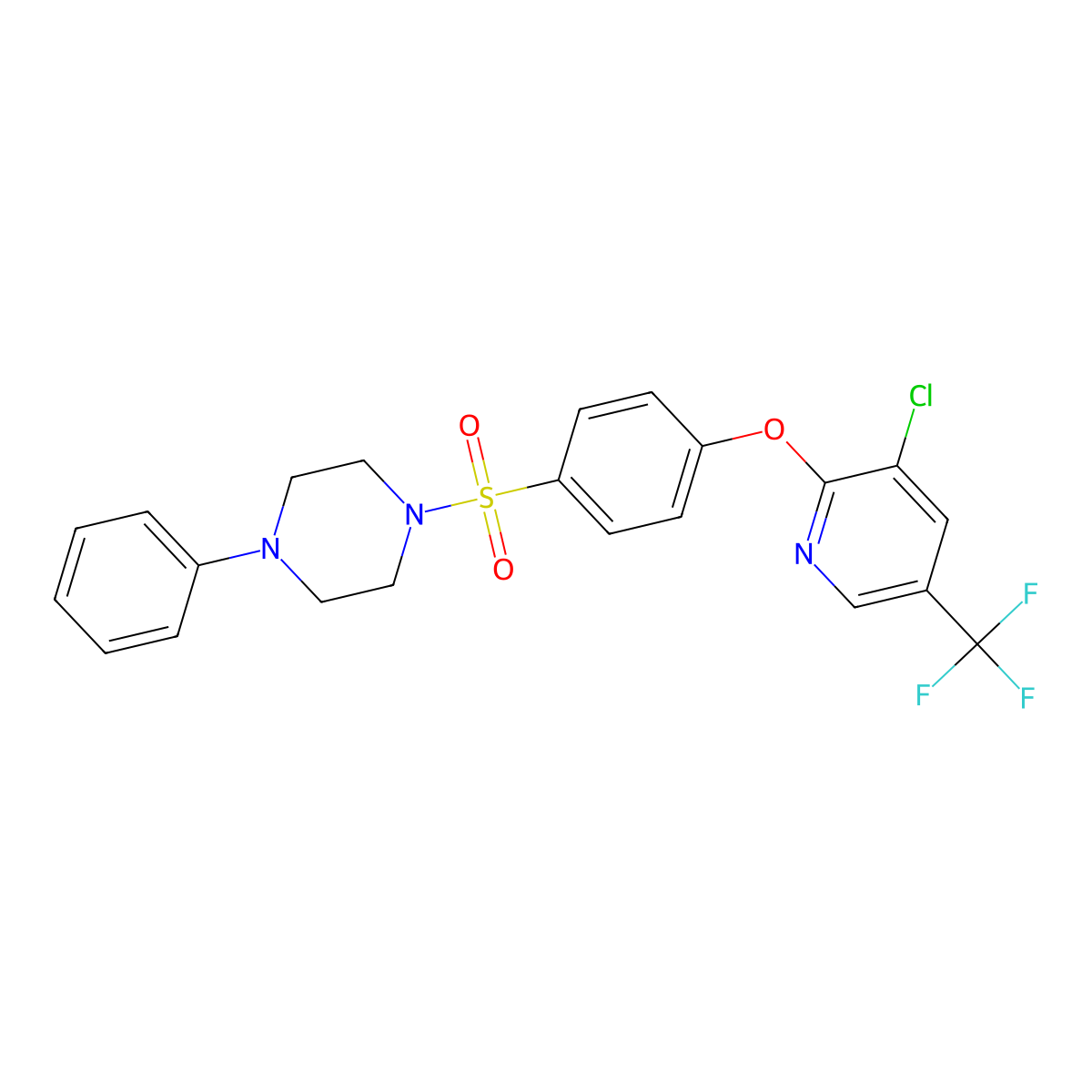 1-[(4-{[3-Chloro-5-(trifluoromethyl)-2-pyridinyl]oxy}phenyl)sulfonyl]-4-phenylpiperazine molecular structure, CAS 344277-92-5
