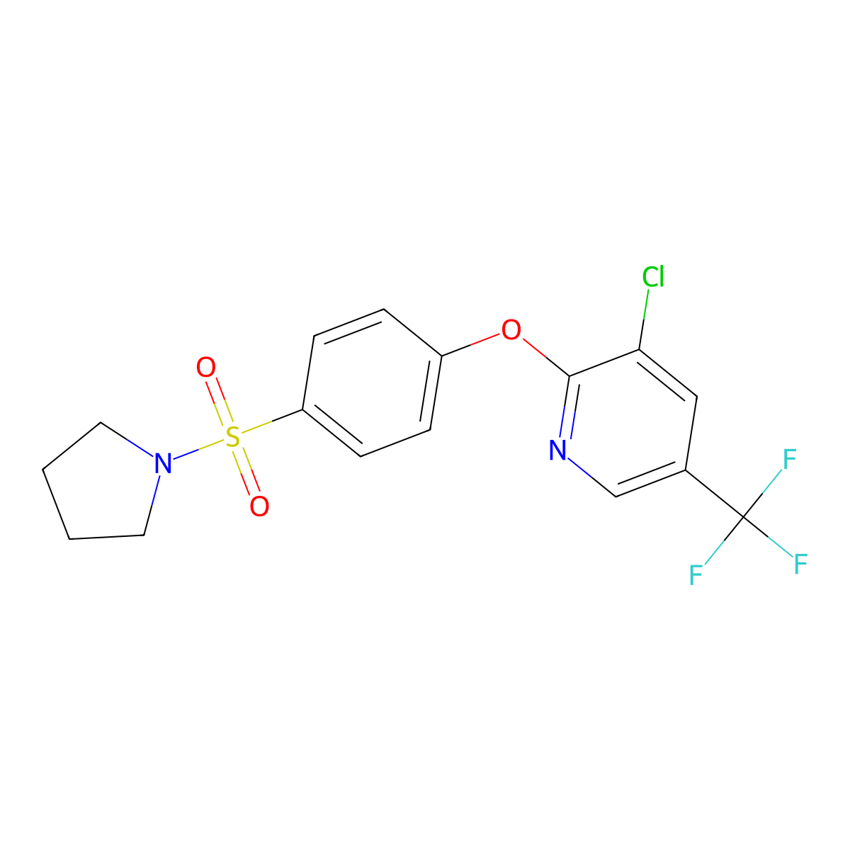 3-Chloro-2-(4-(1-pyrrolidinylsulfonyl)phenoxy)-5-(trifluoromethyl)pyridine molecular structure, CAS 344278-02-0