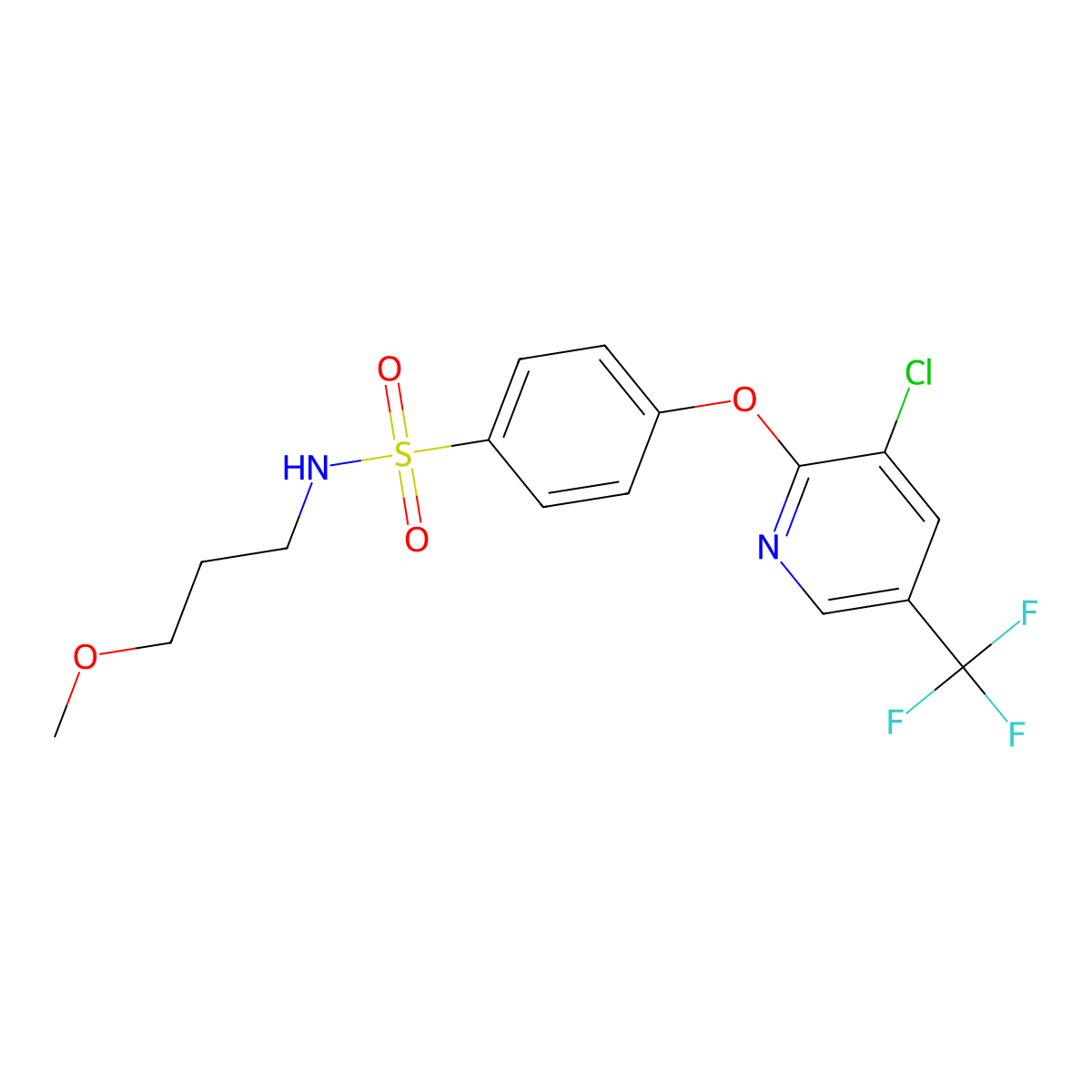 4-((3-Chloro-5-(trifluoromethyl)-2-pyridinyl)oxy)-N-(3-methoxypropyl)benzenesulfonamide molecular structure, CAS 344278-21-3