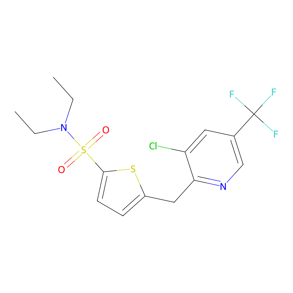 5-{[3-chloro-5-(trifluoromethyl)-2-pyridinyl]methyl}-N,N-diethyl-2-thiophenesulfonamide molecular structure, CAS 344278-38-2