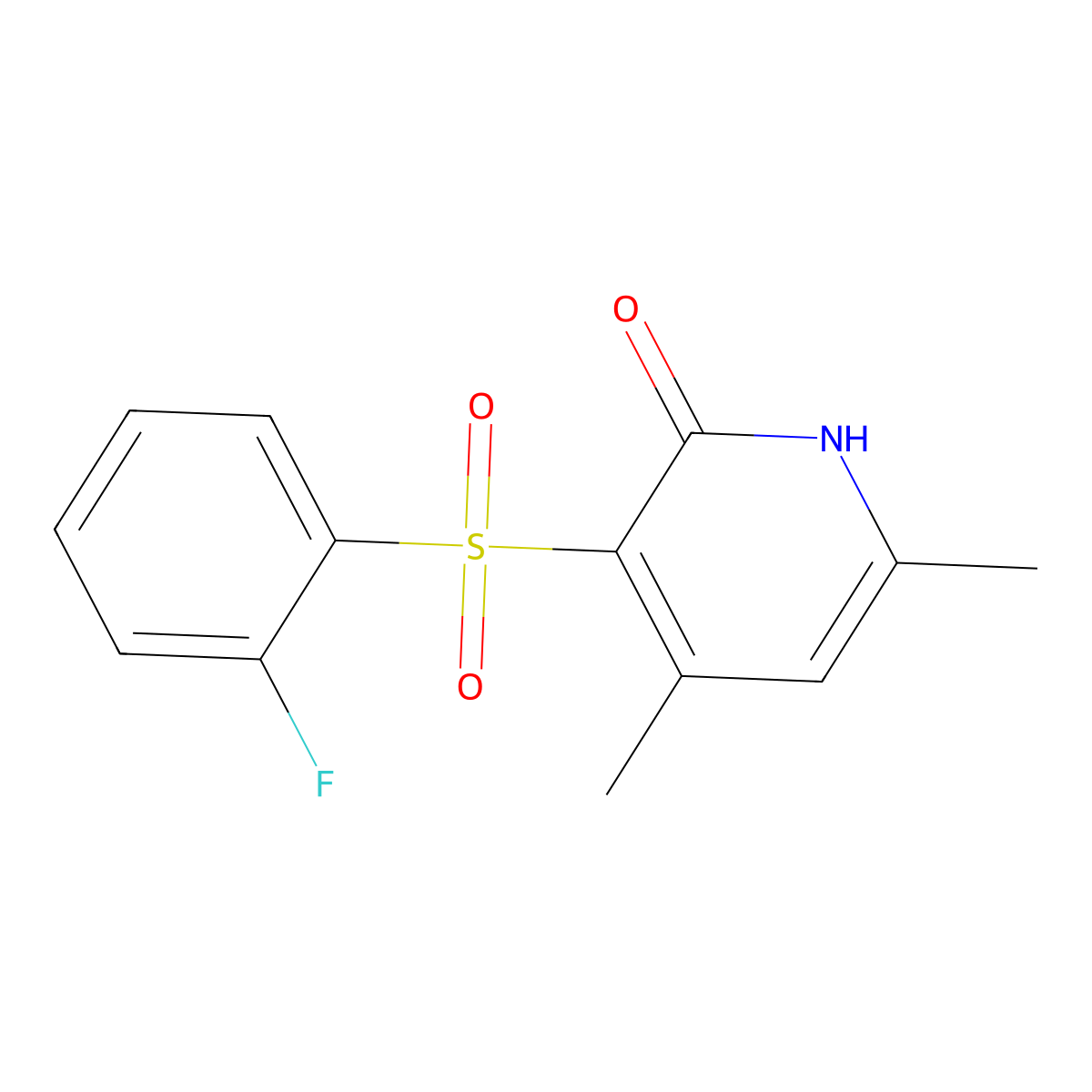 3-[(2-fluorophenyl)sulfonyl]-4,6-dimethyl-2(1H)-pyridinone molecular structure, CAS 344278-71-3