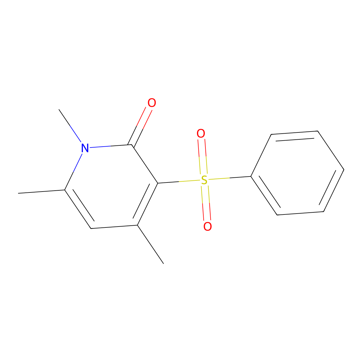 1,4,6-trimethyl-3-(phenylsulfonyl)-2(1H)-pyridinone molecular structure, CAS 344278-75-7