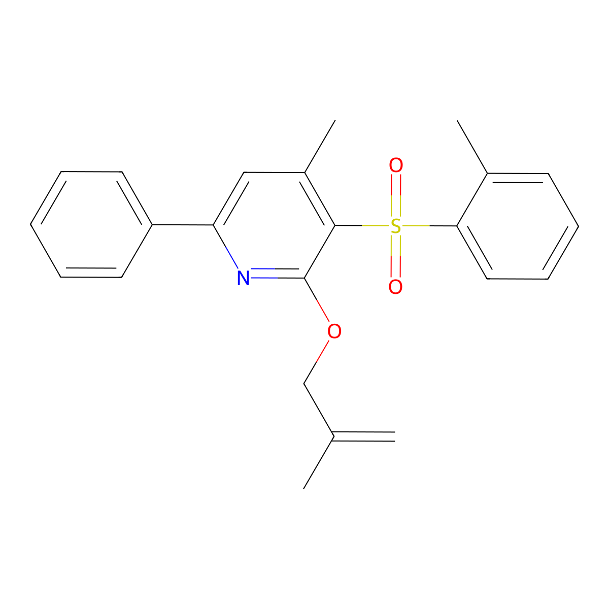 4-Methyl-3-[(2-methylphenyl)sulfonyl]-2-[(2-methyl-2-propenyl)oxy]-6-phenylpyridine molecular structure, CAS 344278-79-1