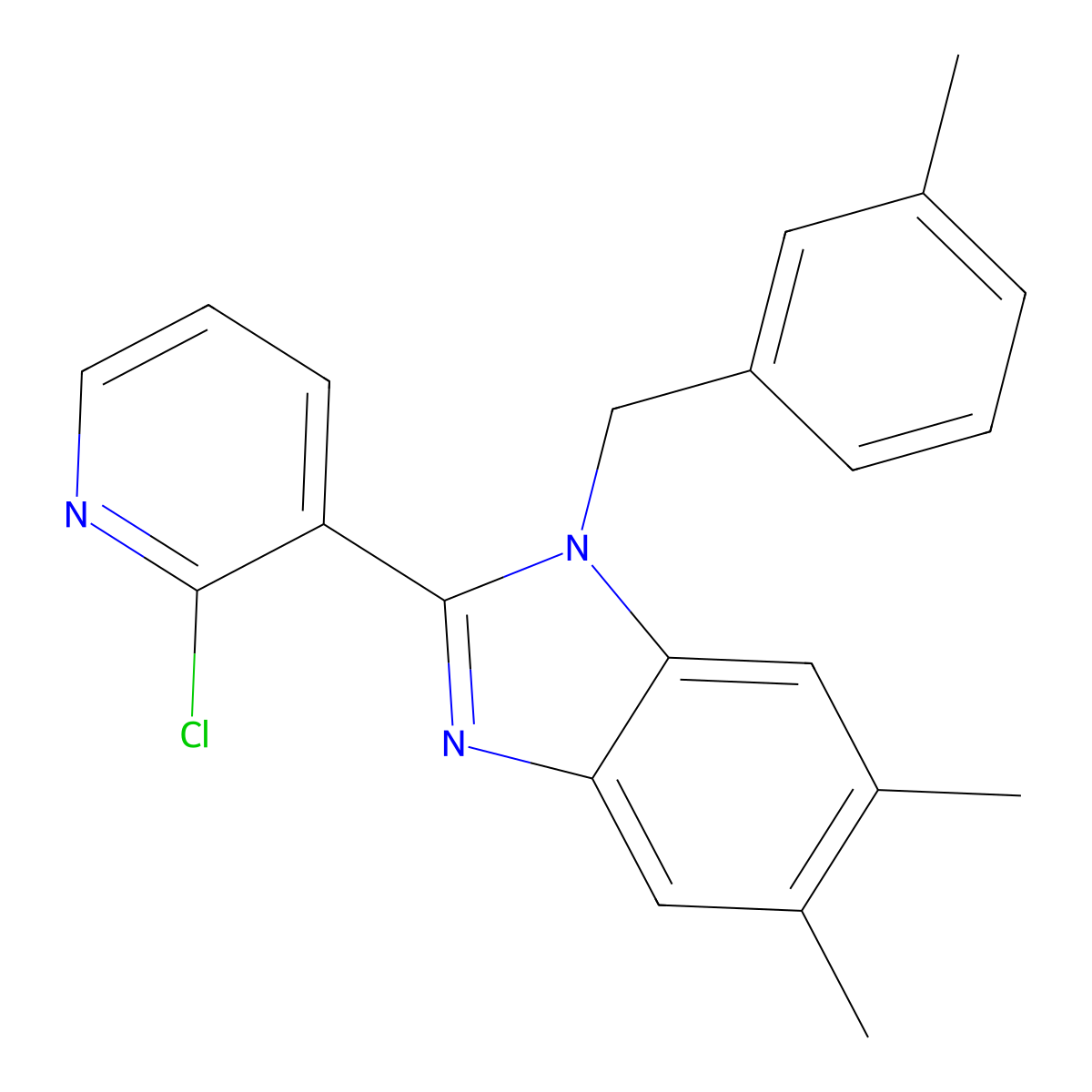 2-(2-chloro-3-pyridinyl)-5,6-dimethyl-1-(3-methylbenzyl)-1H-1,3-benzimidazole molecular structure, CAS 344278-88-2
