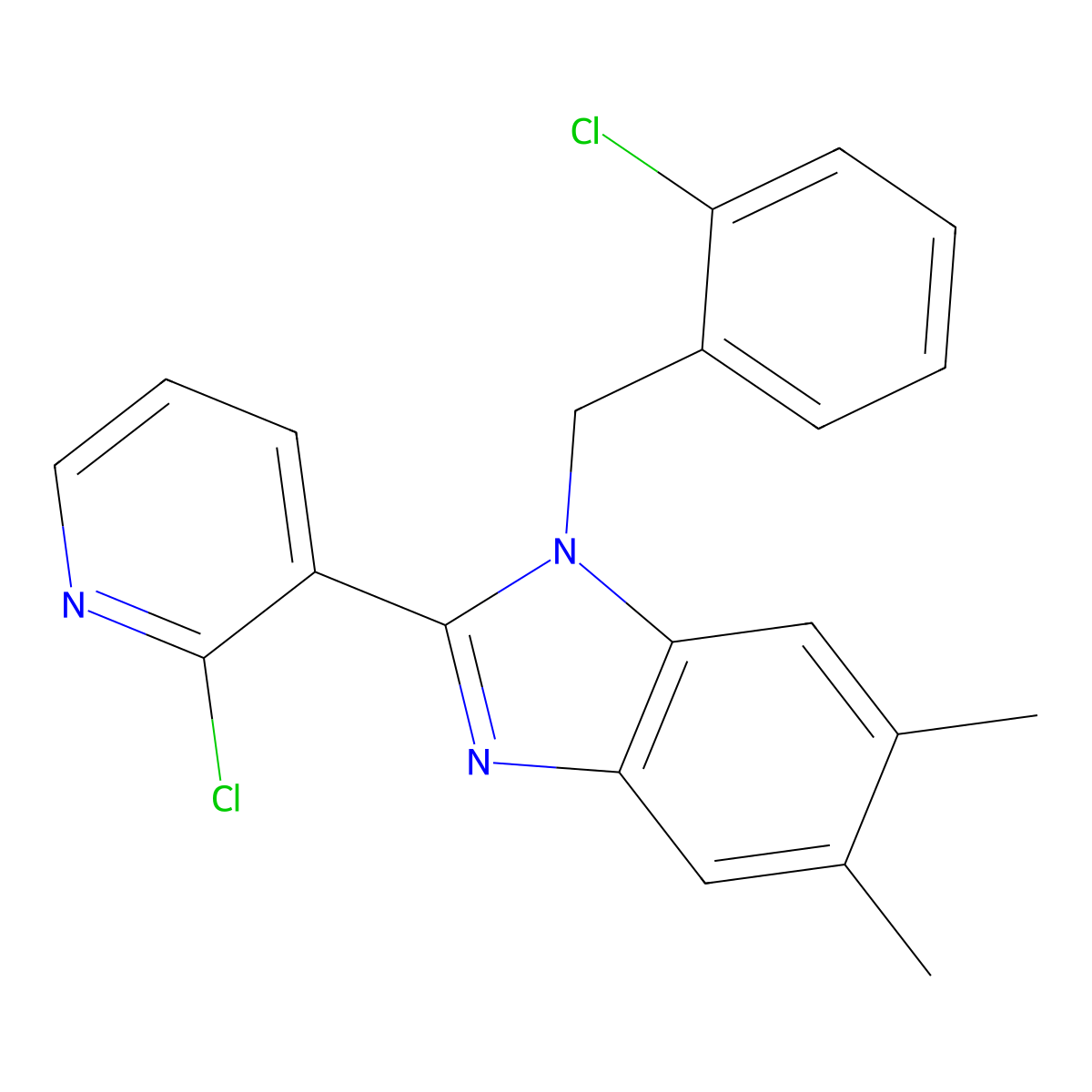 1-(2-chlorobenzyl)-2-(2-chloro-3-pyridinyl)-5,6-dimethyl-1H-1,3-benzimidazole molecular structure, CAS 344278-96-2