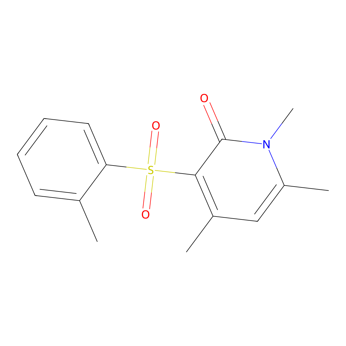 1,4,6-trimethyl-3-[(2-methylphenyl)sulfonyl]-2(1H)-pyridinone molecular structure, CAS 344279-00-1