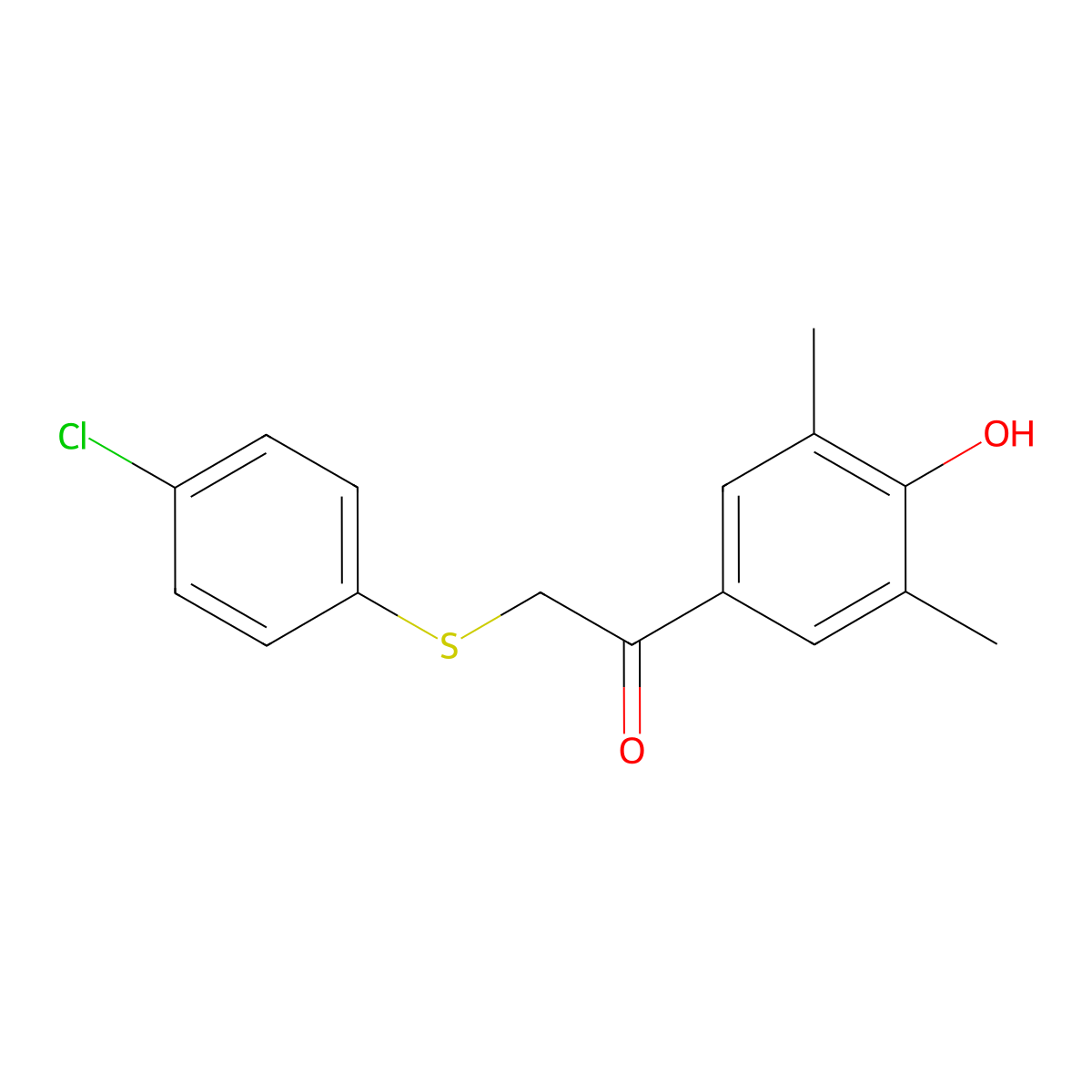2-[(4-Chlorophenyl)sulfanyl]-1-(4-hydroxy-3,5-dimethylphenyl)-1-ethanone molecular structure, CAS 344279-12-5