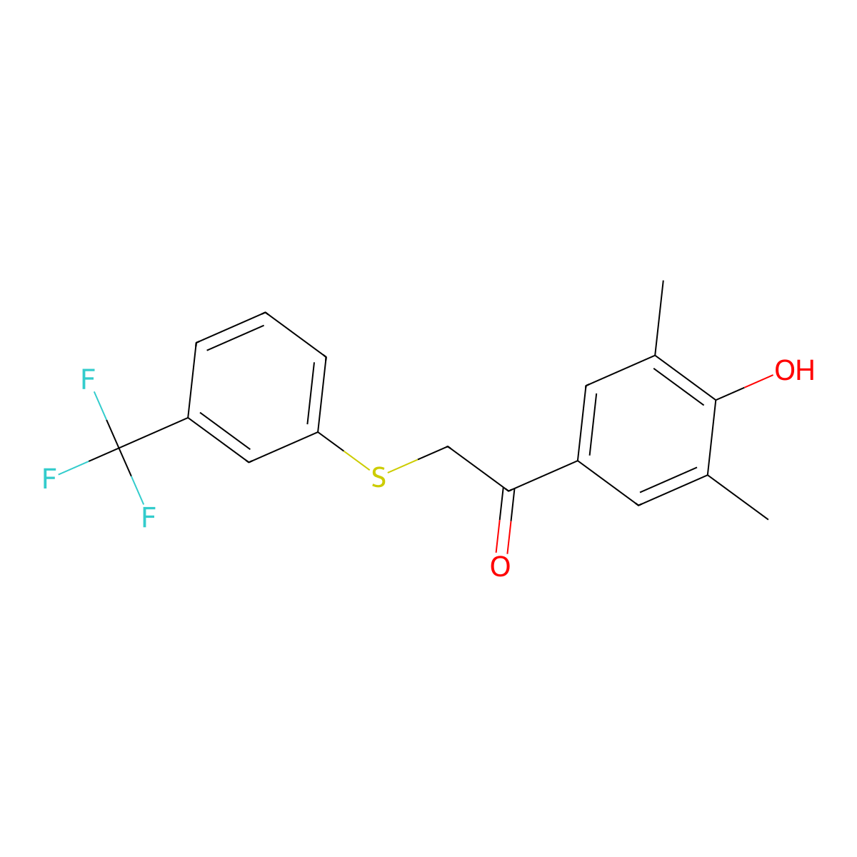 1-(4-Hydroxy-3,5-dimethylphenyl)-2-{[3-(trifluoromethyl)phenyl]sulfanyl}-1-ethanone molecular structure, CAS 344279-36-3