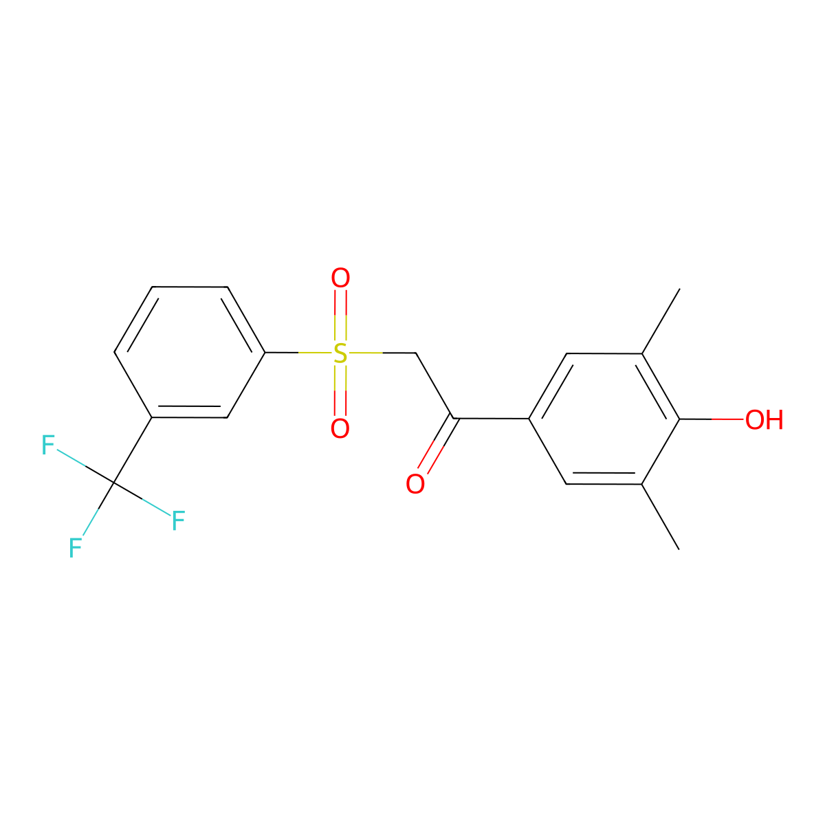 1-(4-Hydroxy-3,5-dimethylphenyl)-2-{[3-(trifluoromethyl)phenyl]sulfonyl}-1-ethanone molecular structure, CAS 344279-52-3