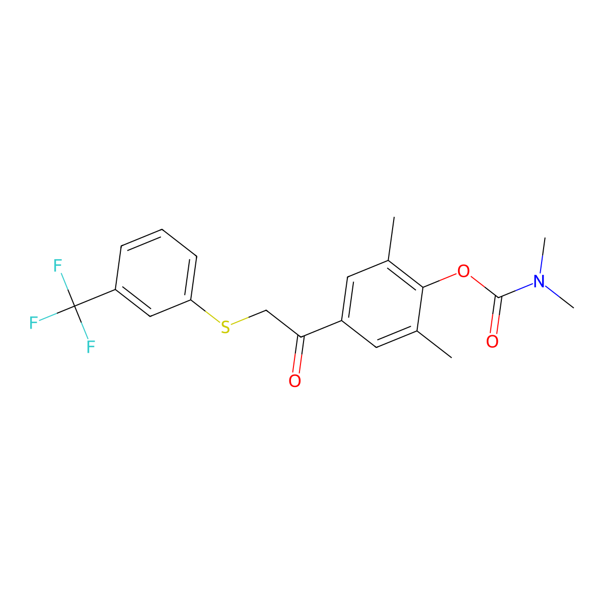 2,6-dimethyl-4-(2-{[3-(trifluoromethyl)phenyl]sulfanyl}acetyl)phenyl N,N-dimethylcarbamate molecular structure, CAS 344279-80-7