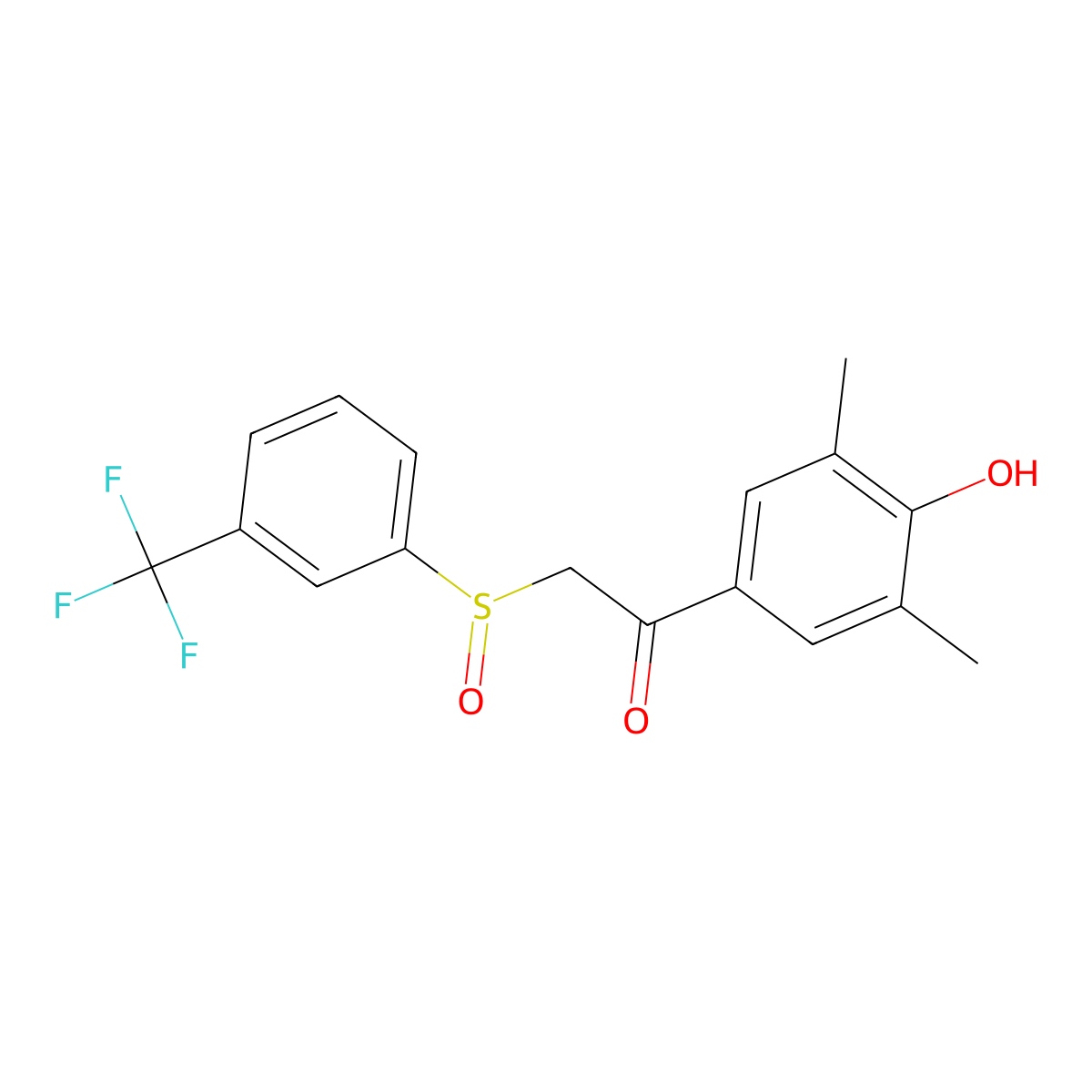 1-(4-Hydroxy-3,5-dimethylphenyl)-2-{[3-(trifluoromethyl)phenyl]sulfinyl}-1-ethanone molecular structure, CAS 344279-84-1