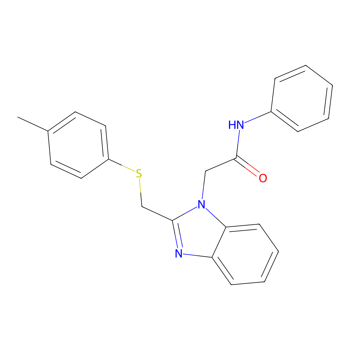 2-(2-(((4-Methylphenyl)sulfanyl)methyl)-1H-1,3-benzimidazol-1-yl)-N-phenylacetamide molecular structure, CAS 344279-96-5