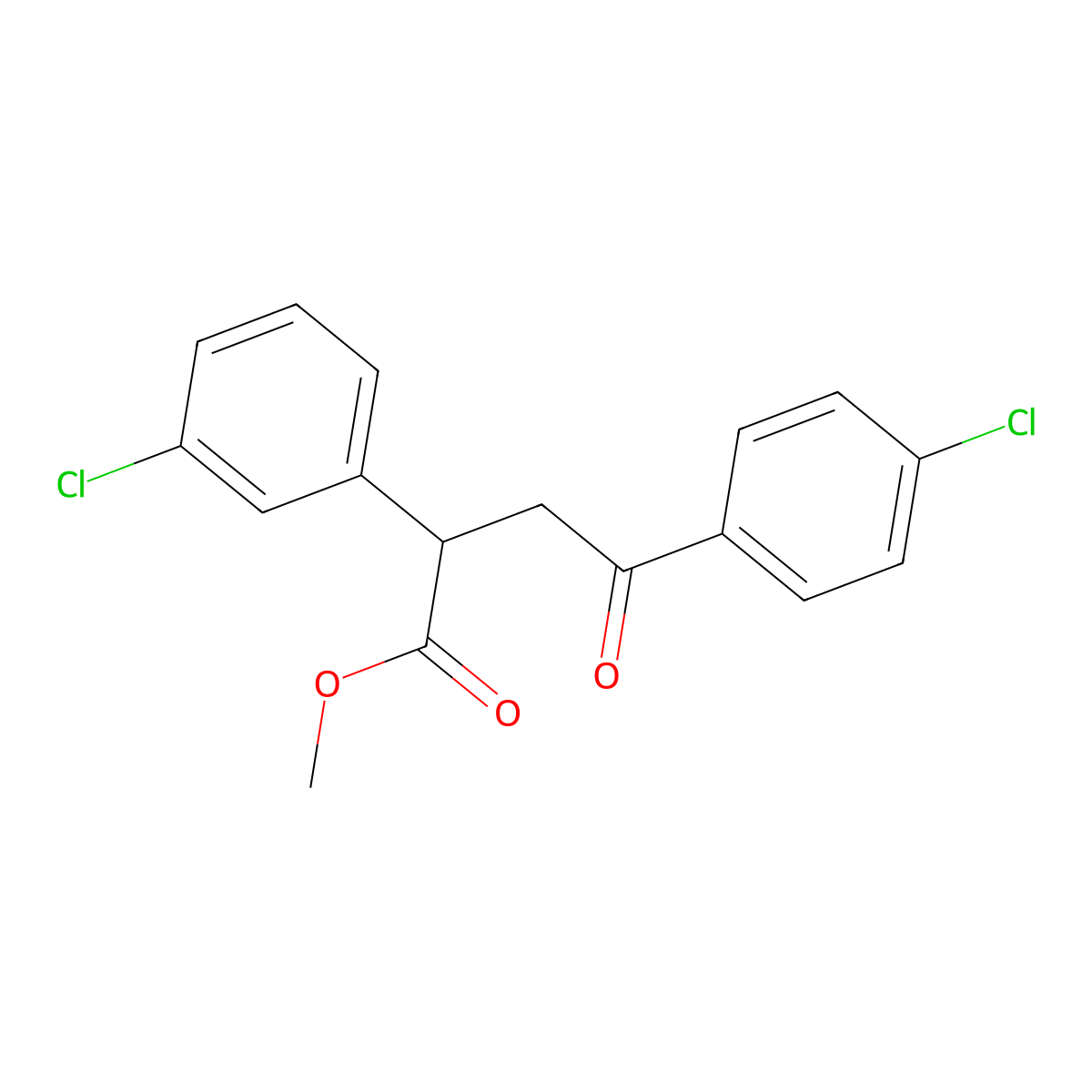 Methyl 2-(3-chlorophenyl)-4-(4-chlorophenyl)-4-oxobutanoate molecular structure, CAS 344280-28-0