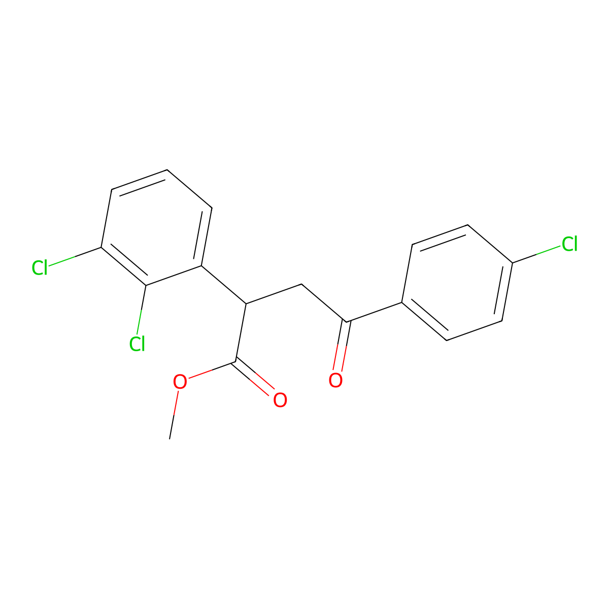 Methyl 4-(4-chlorophenyl)-2-(2,3-dichlorophenyl)-4-oxobutanoate molecular structure, CAS 344280-40-6