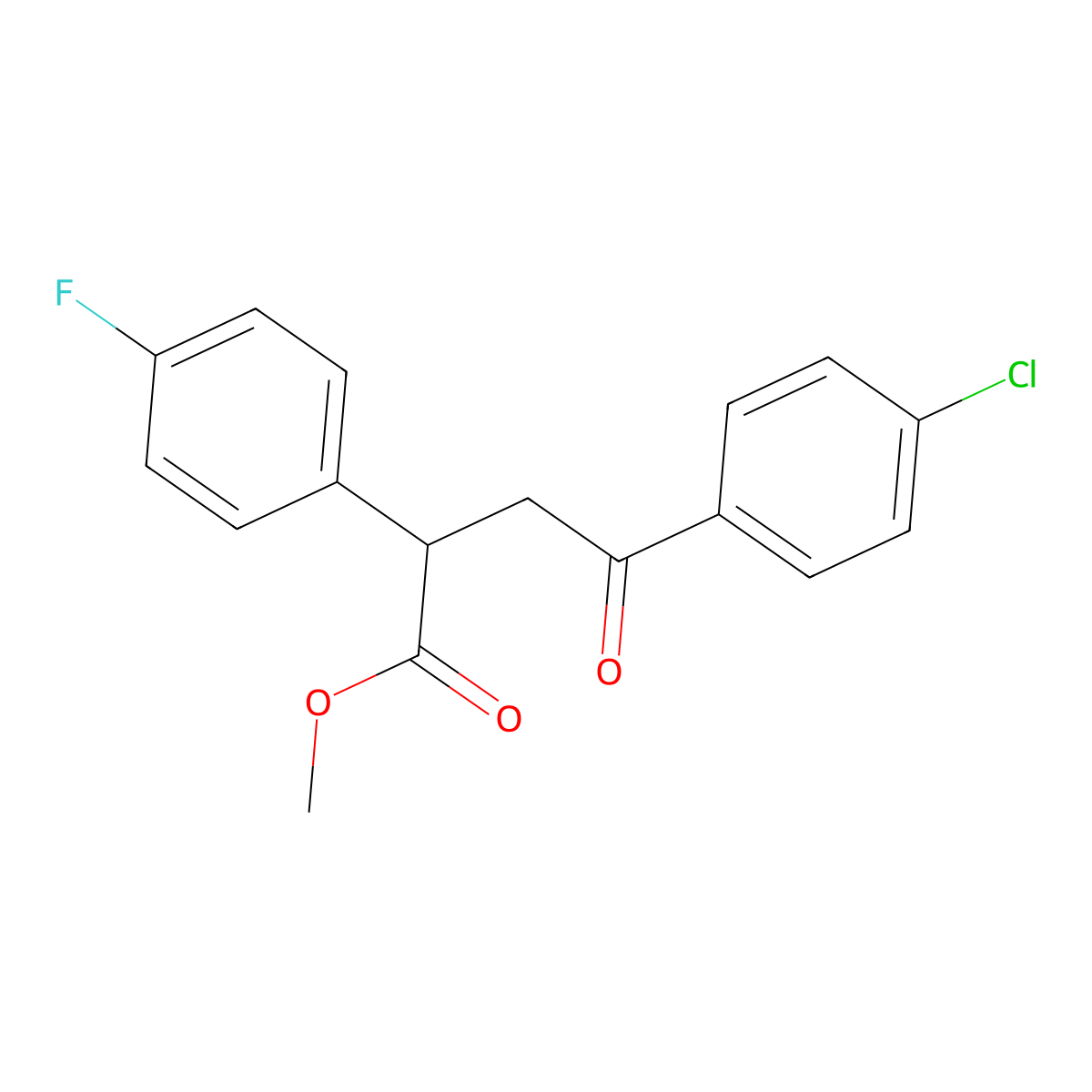 Methyl 4-(4-chlorophenyl)-2-(4-fluorophenyl)-4-oxobutanoate molecular structure, CAS 344280-75-7