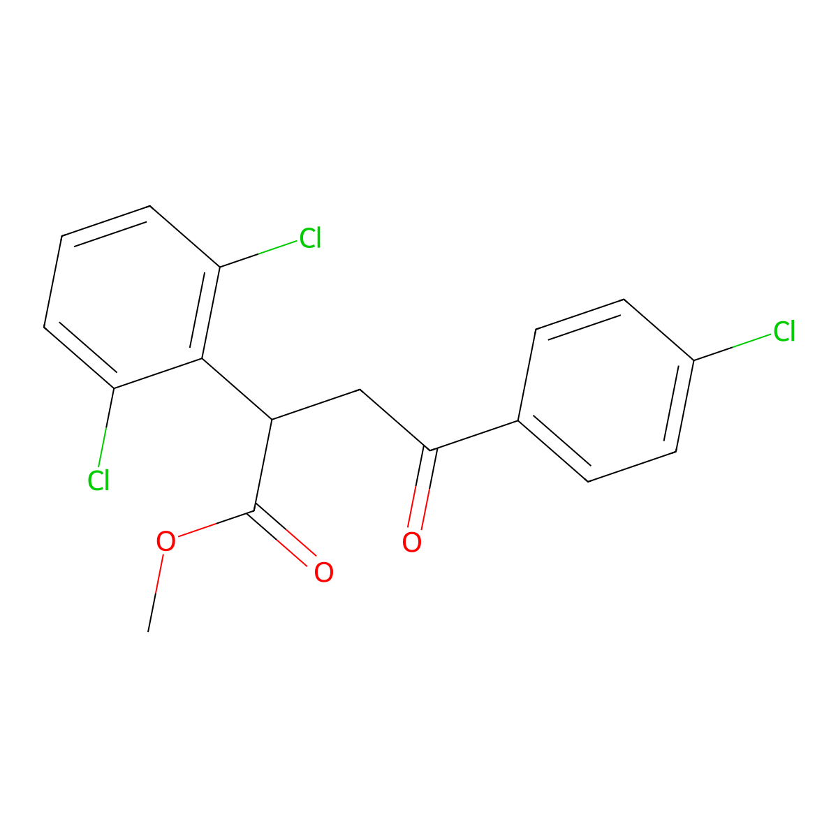 Methyl 4-(4-chlorophenyl)-2-(2,6-dichlorophenyl)-4-oxobutanoate molecular structure, CAS 344280-86-0