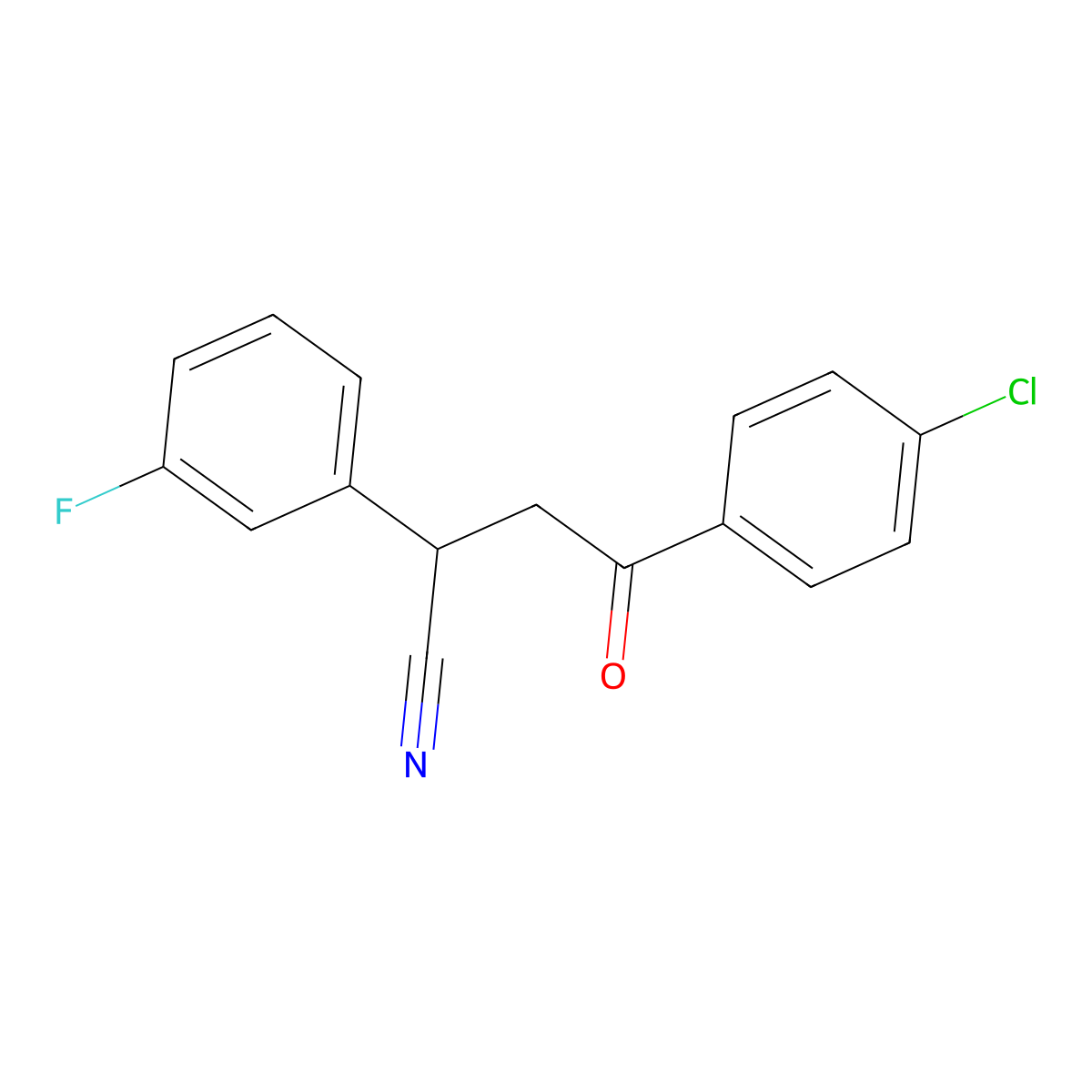 4-(4-Chlorophenyl)-2-(3-fluorophenyl)-4-oxobutanenitrile molecular structure, CAS 344280-90-6