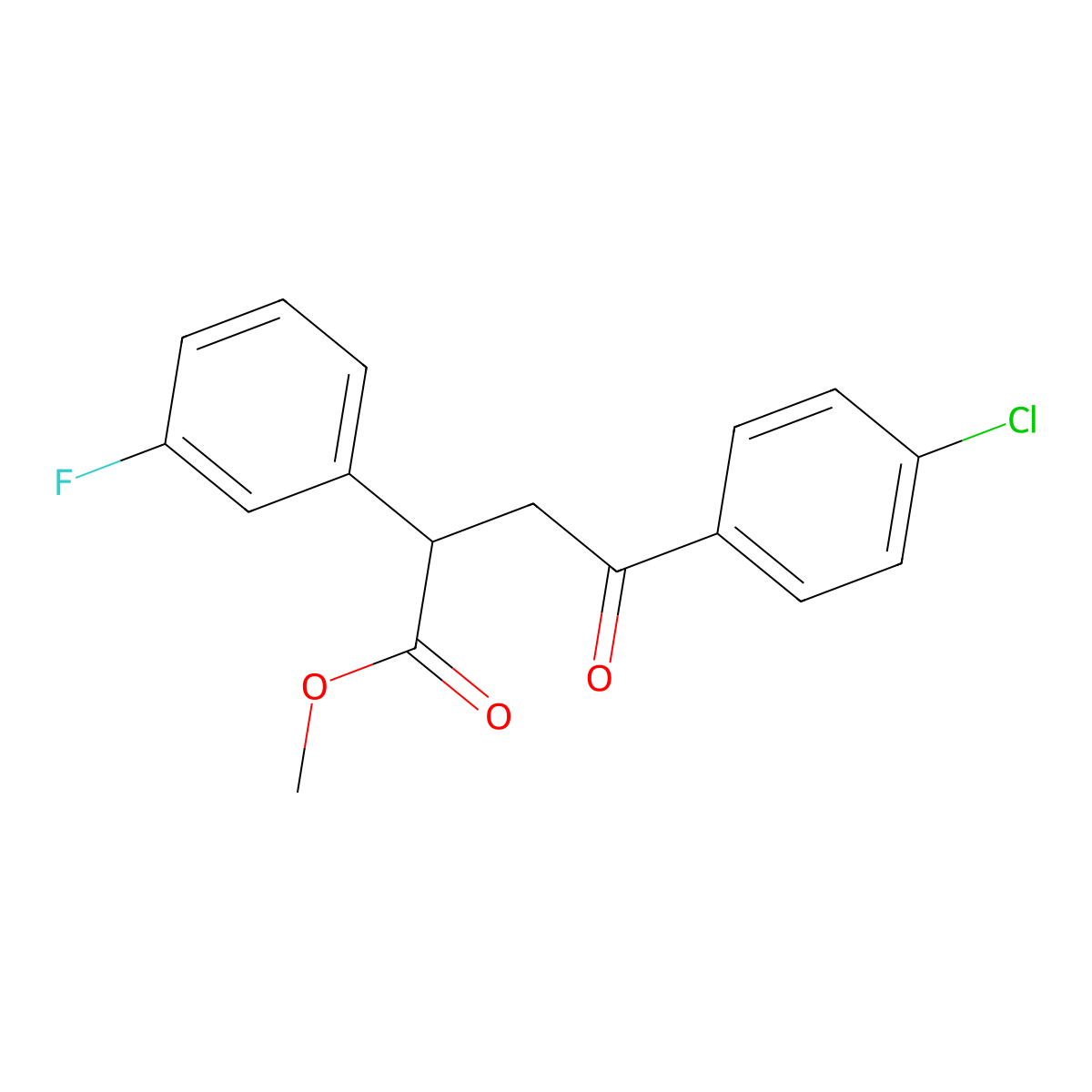 Methyl 4-(4-chlorophenyl)-2-(3-fluorophenyl)-4-oxobutanoate molecular structure, CAS 344280-94-0