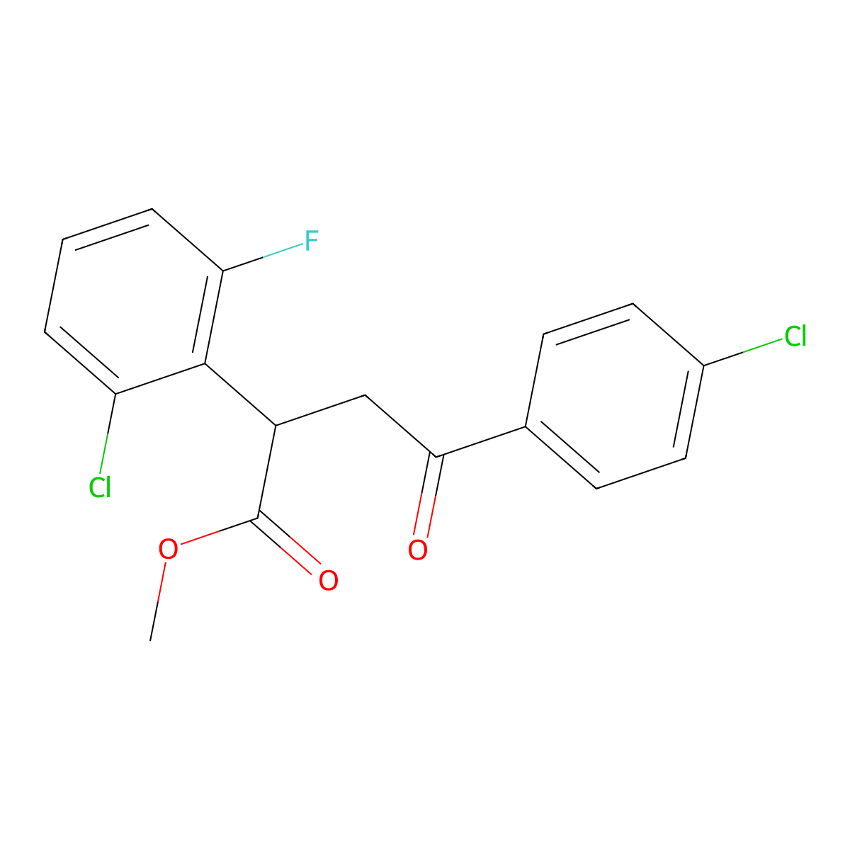 Methyl 2-(2-chloro-6-fluorophenyl)-4-(4-chlorophenyl)-4-oxobutanoate molecular structure, CAS 344281-42-1