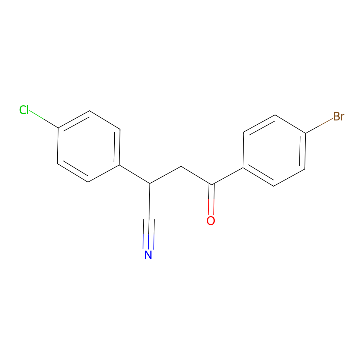 4-(4-Bromophenyl)-2-(4-chlorophenyl)-4-oxobutanenitrile molecular structure, CAS 344281-57-8