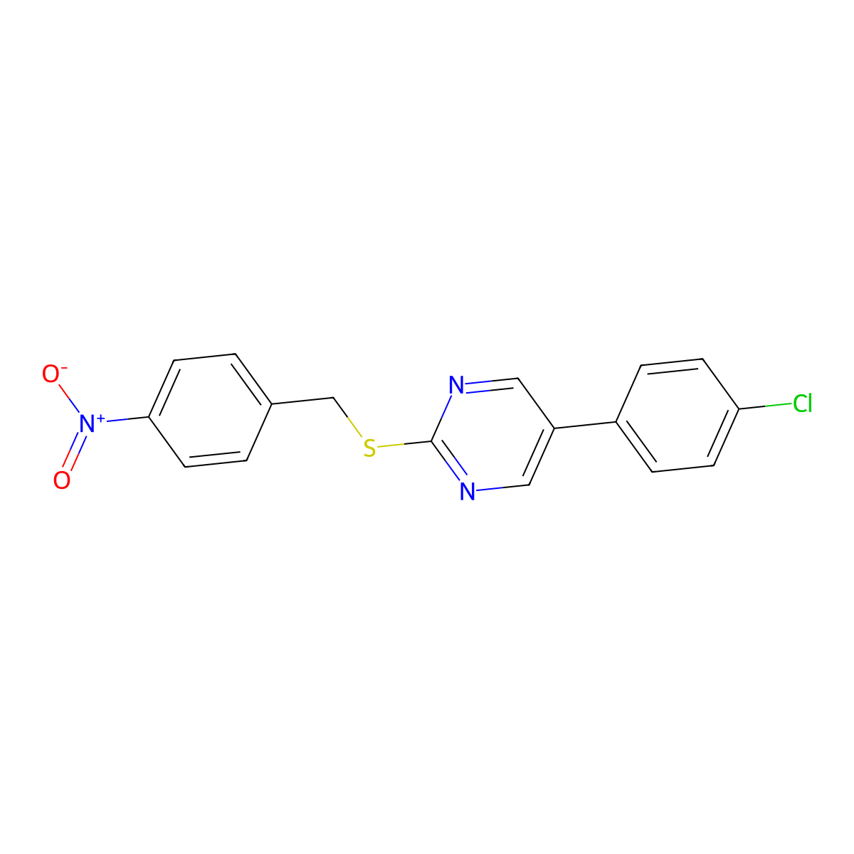 5-(4-Chlorophenyl)-2-[(4-nitrobenzyl)sulfanyl]pyrimidine molecular structure, CAS 344281-88-5