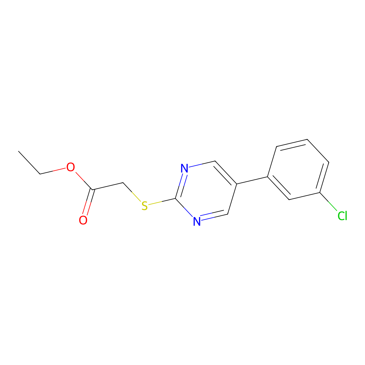 Ethyl 2-{[5-(3-chlorophenyl)-2-pyrimidinyl]sulfanyl}acetate molecular structure, CAS 344281-95-4