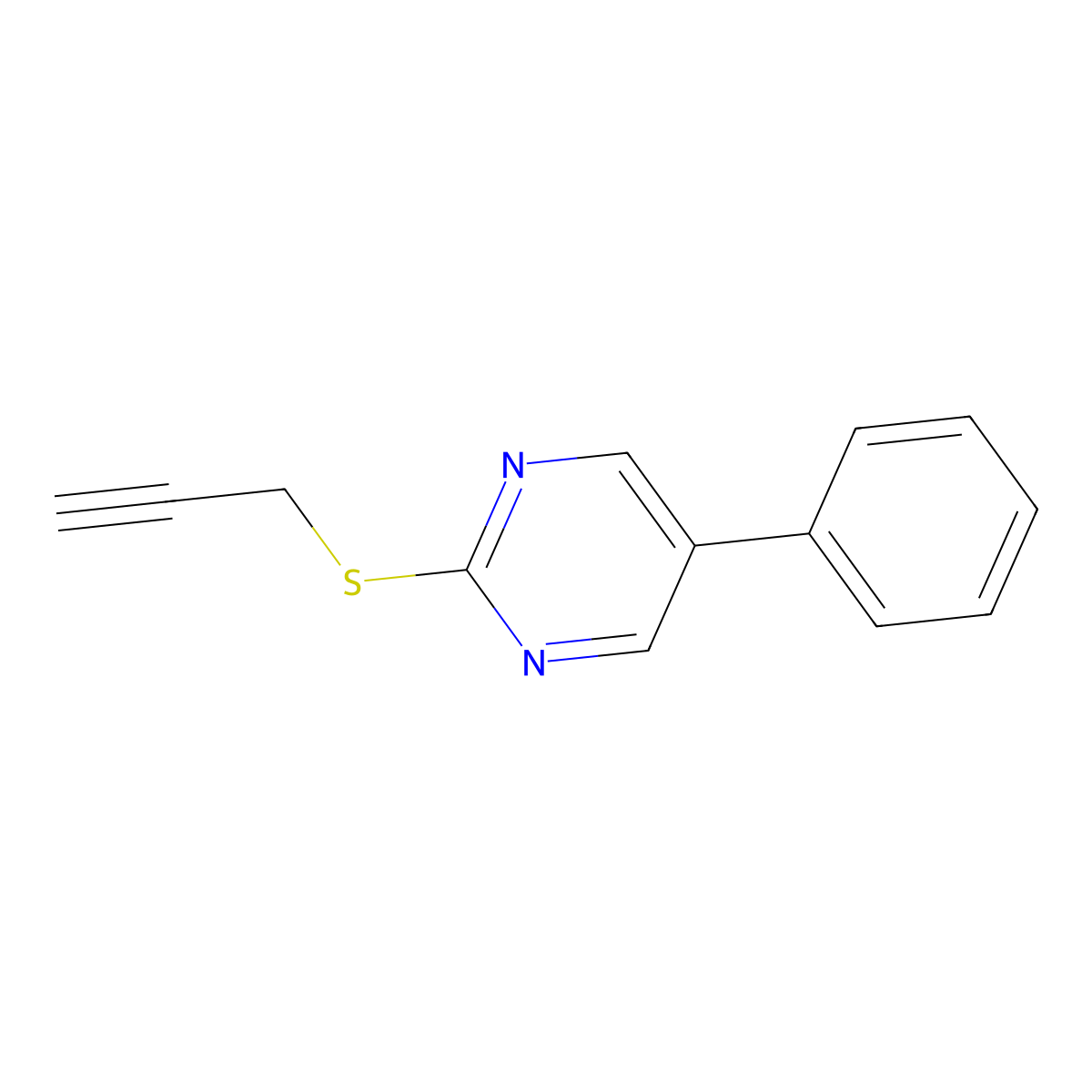 5-Phenyl-2-(2-propynylsulfanyl)pyrimidine molecular structure, CAS 344282-03-7