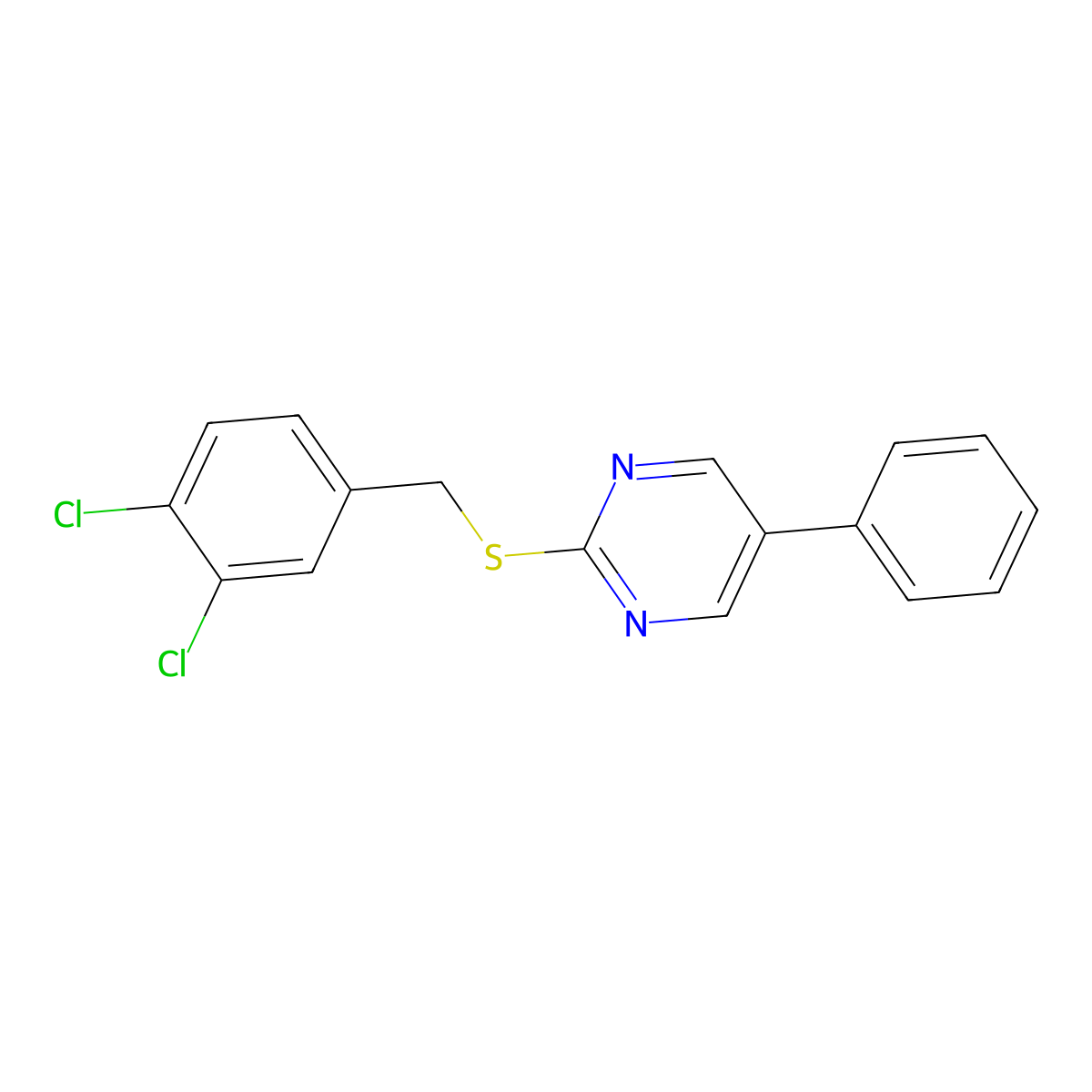 2-[(3,4-Dichlorobenzyl)sulfanyl]-5-phenylpyrimidine molecular structure, CAS 344282-11-7