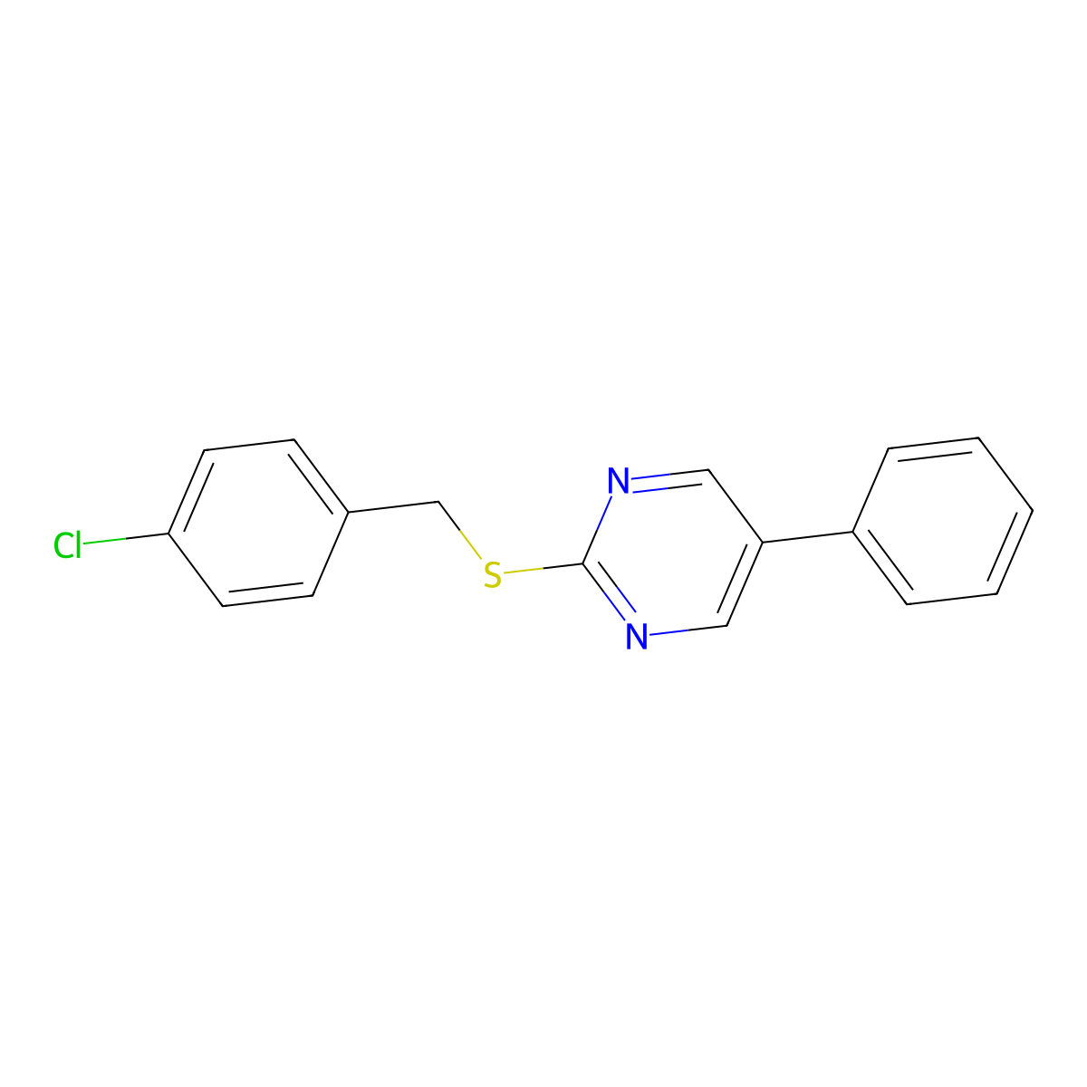 4-Chlorobenzyl 5-phenyl-2-pyrimidinyl sulfide molecular structure, CAS 344282-14-0
