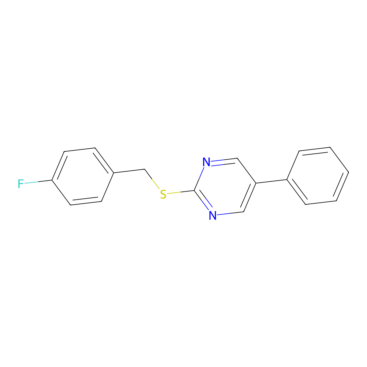4-Fluorobenzyl 5-phenyl-2-pyrimidinyl sulfide molecular structure, CAS 344282-17-3