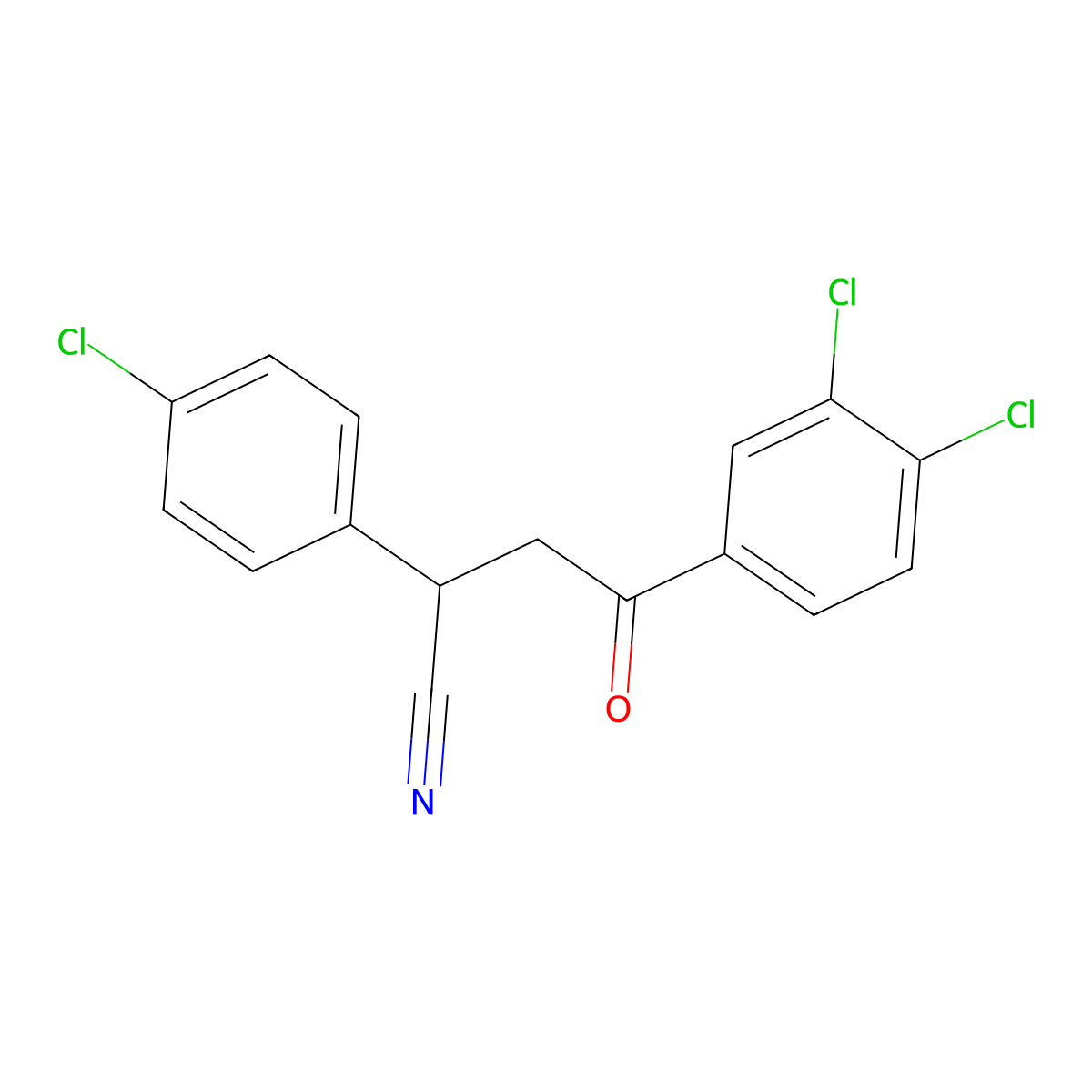 2-(4-Chlorophenyl)-4-(3,4-dichlorophenyl)-4-oxobutanenitrile molecular structure, CAS 344282-23-1