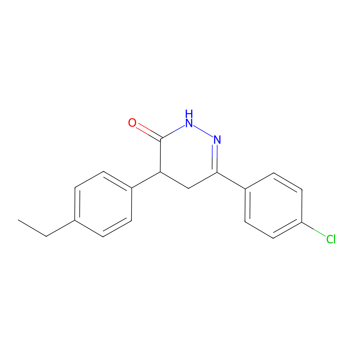 6-(4-chlorophenyl)-4-(4-ethylphenyl)-4,5-dihydro-3(2H)-pyridazinone molecular structure, CAS 344282-44-6