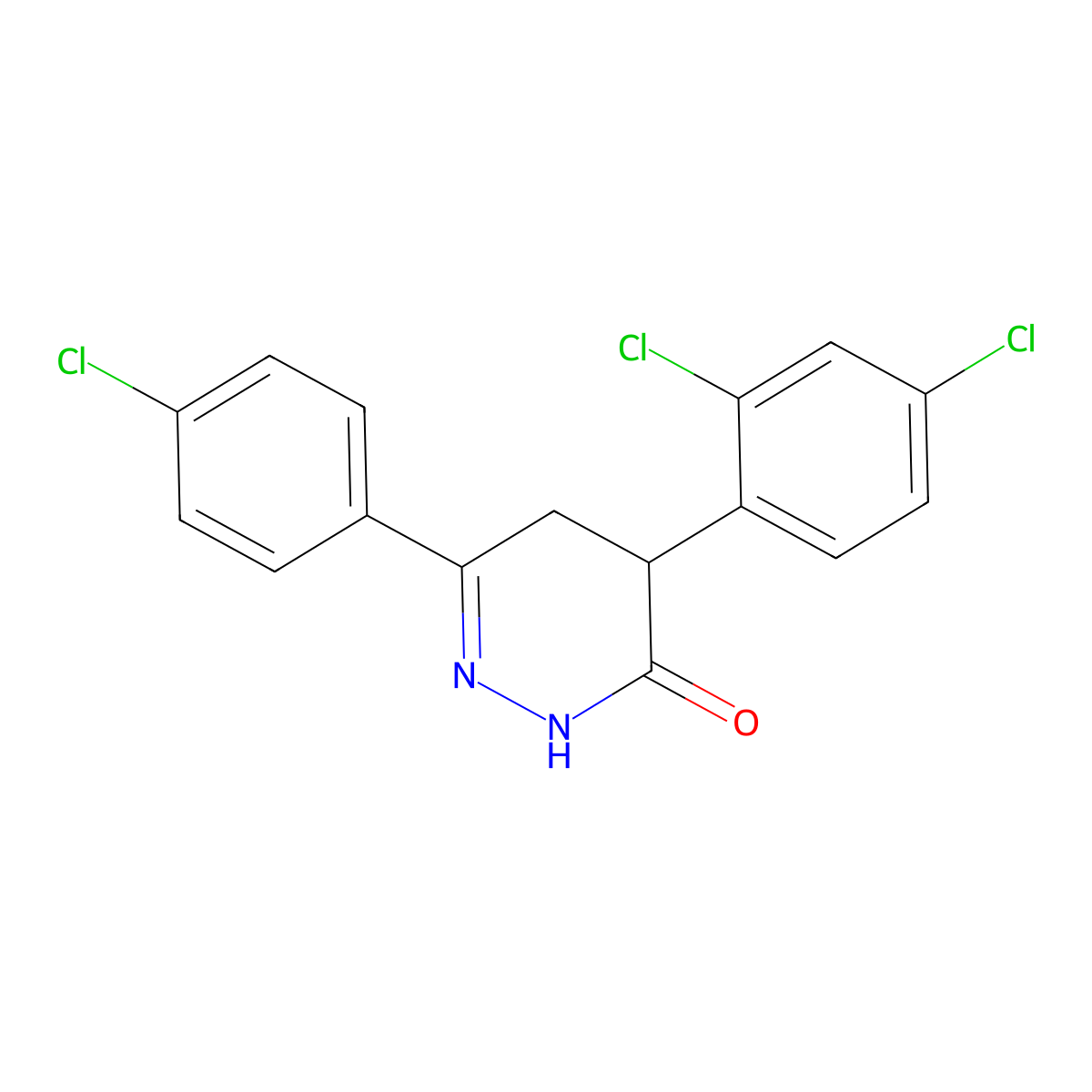 6-(4-chlorophenyl)-4-(2,4-dichlorophenyl)-4,5-dihydro-3(2H)-pyridazinone molecular structure, CAS 344282-56-0