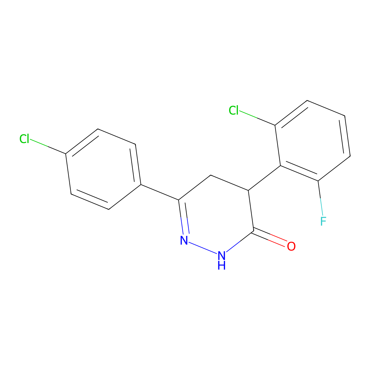4-(2-chloro-6-fluorophenyl)-6-(4-chlorophenyl)-4,5-dihydro-3(2H)-pyridazinone molecular structure, CAS 344282-61-7